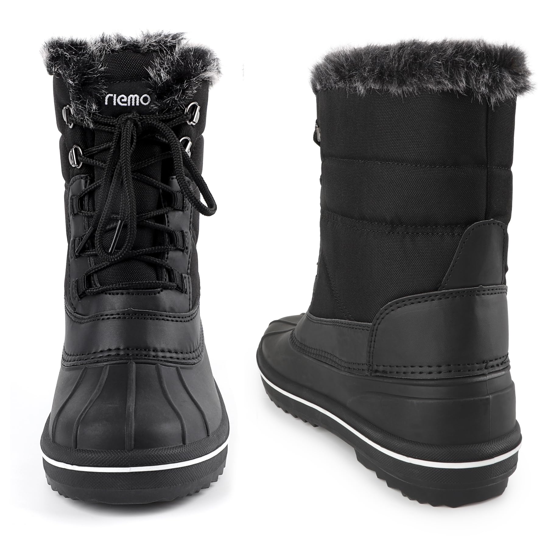 riemot Bottes de Neige Bottes de Pluie Femme Bottes Caoutchouc Femme Chaussures Hiver Imperméable Chaudes Bottines de Randonnée Boots de Trekking Outdoor