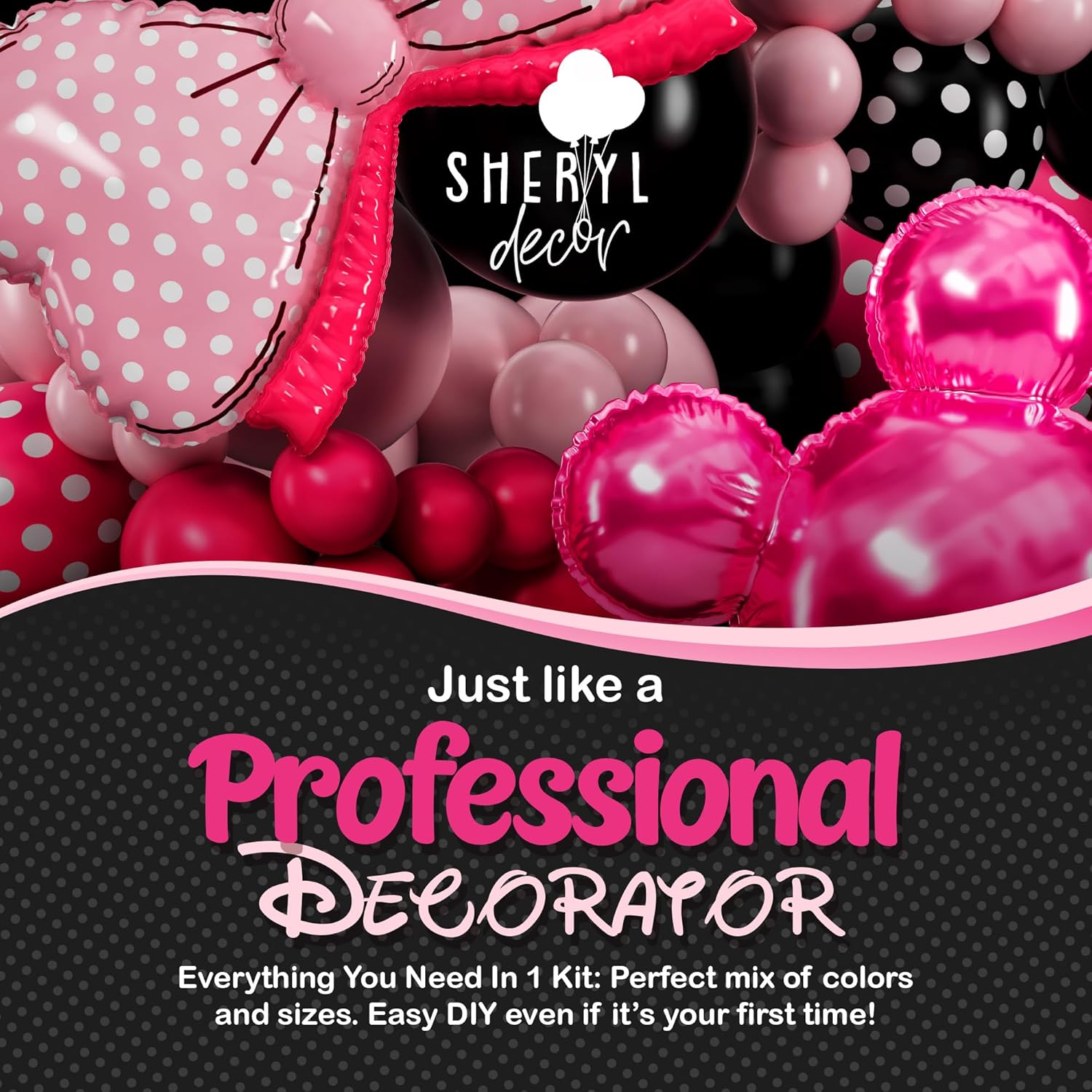 ALL-IN-1 Minnie Balloon Arch Kit with BONUS Bow & Mouse Head - Mini Mouse Balloons for Birthday Decorations & Oh Twodles Party Supplies Girl - Minnie Birthday Party, Baby Shower - Image 8