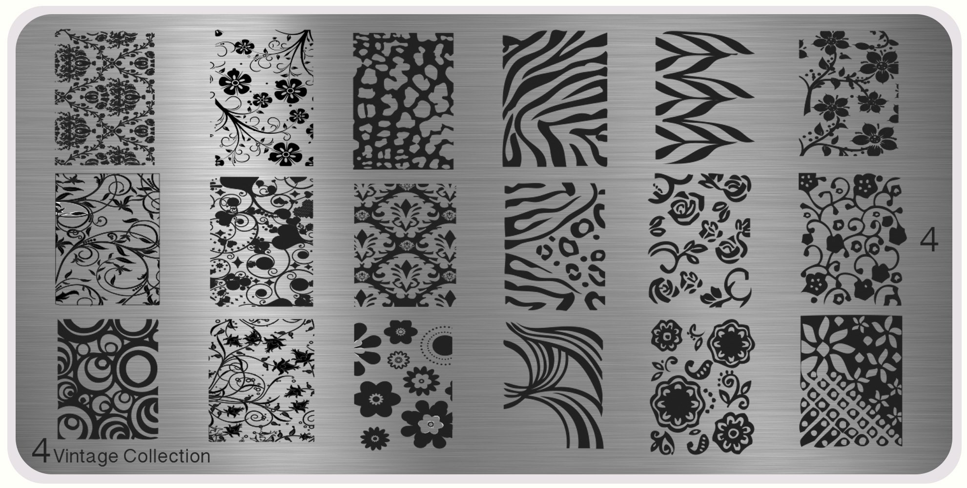 MoYou's XL Vintage plates collection 4, Full nail designs with flowers and selected designs