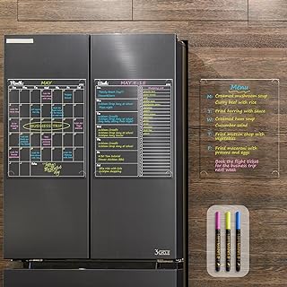 JJPRO Non-Magnetic Dry Erase Calendar for Fridge-Reusable Monthly&Weekly Planning Board and Blank Clear Board