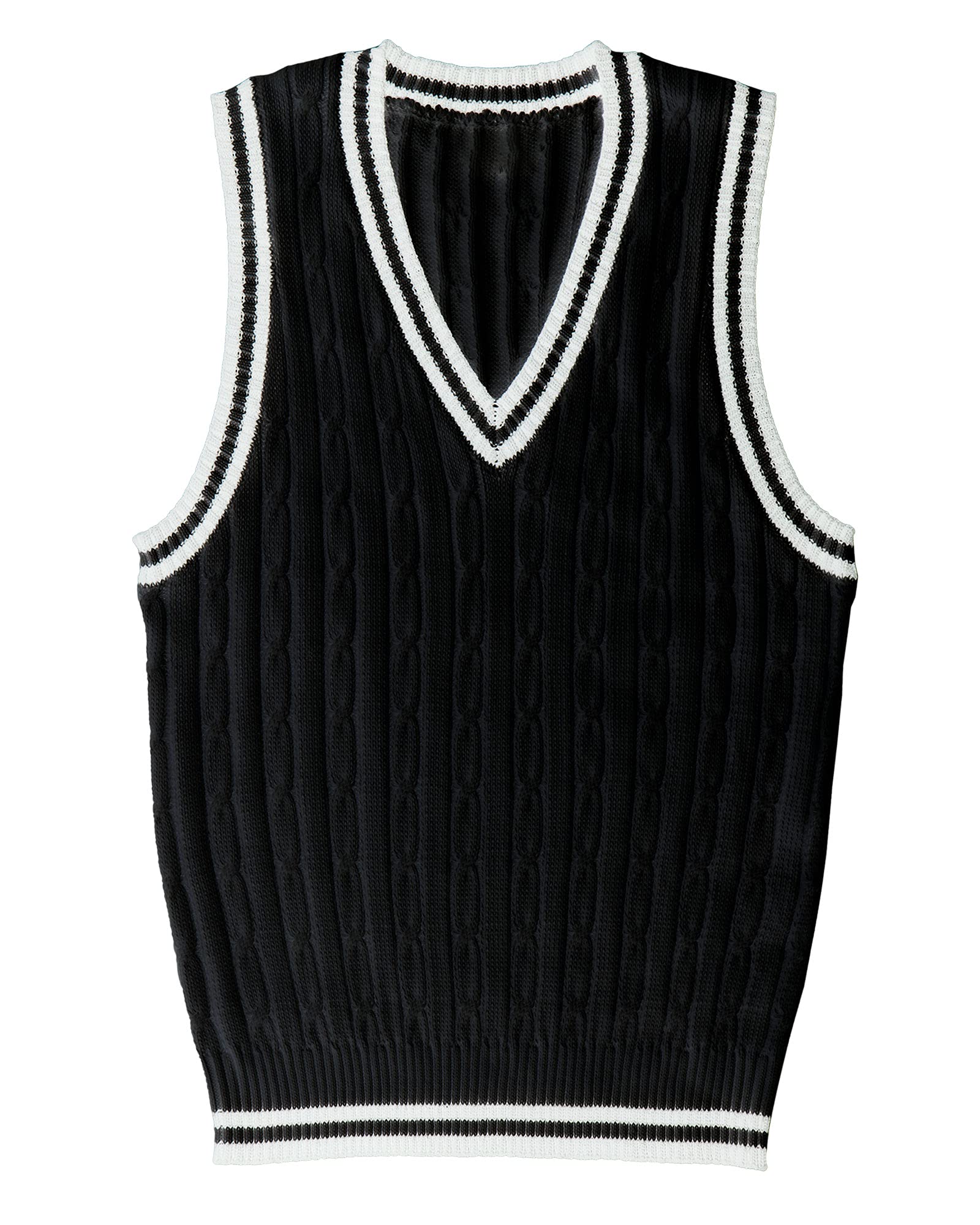 Women’s Knit Vest – Sleeveless Sweater Knitted Pullover V-Neck Cable School Uniform Top