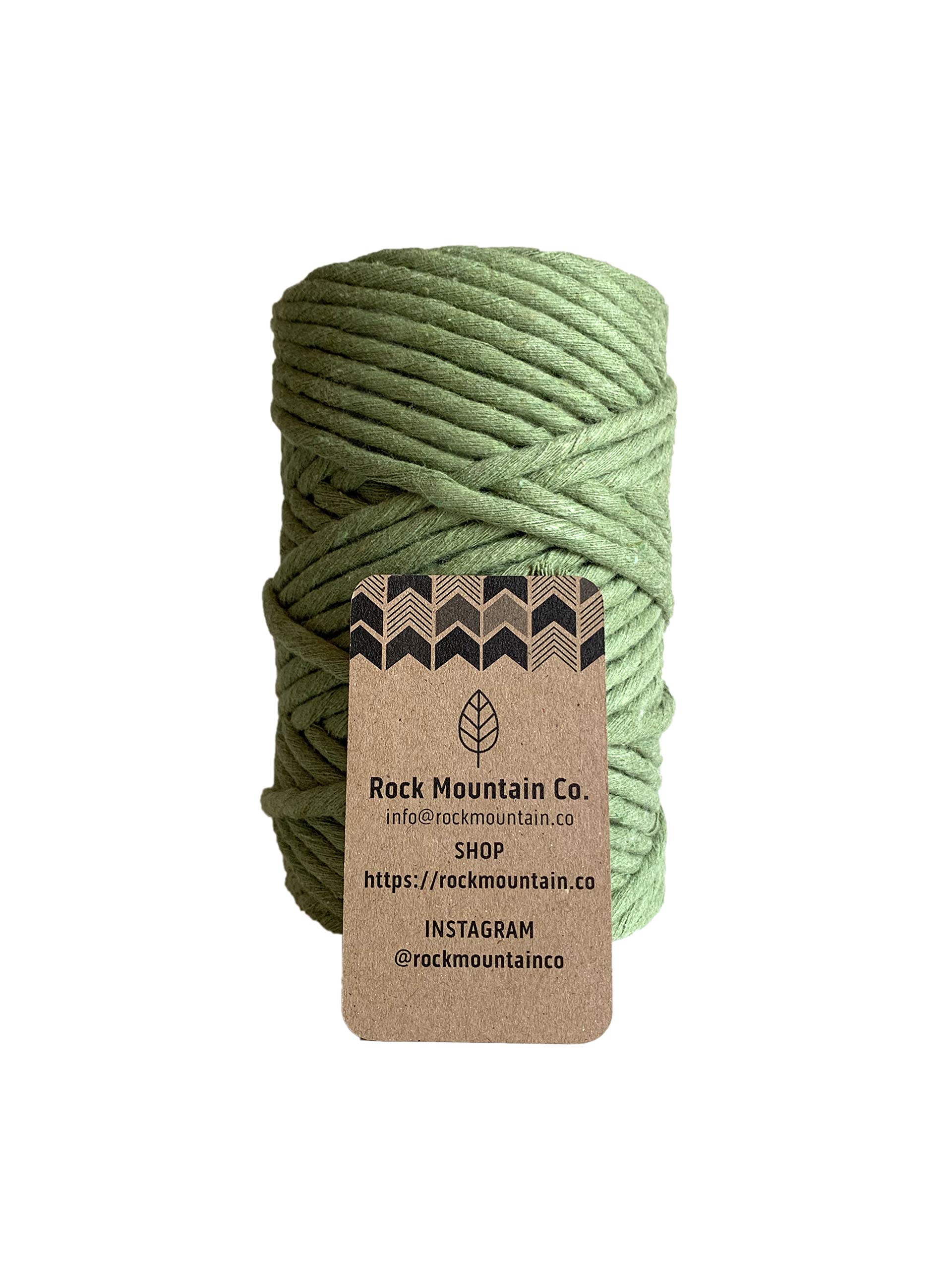 6mm Single Strand Macrame Cord/Recycled 100% Cotton Fiber Art Rope - Light Green