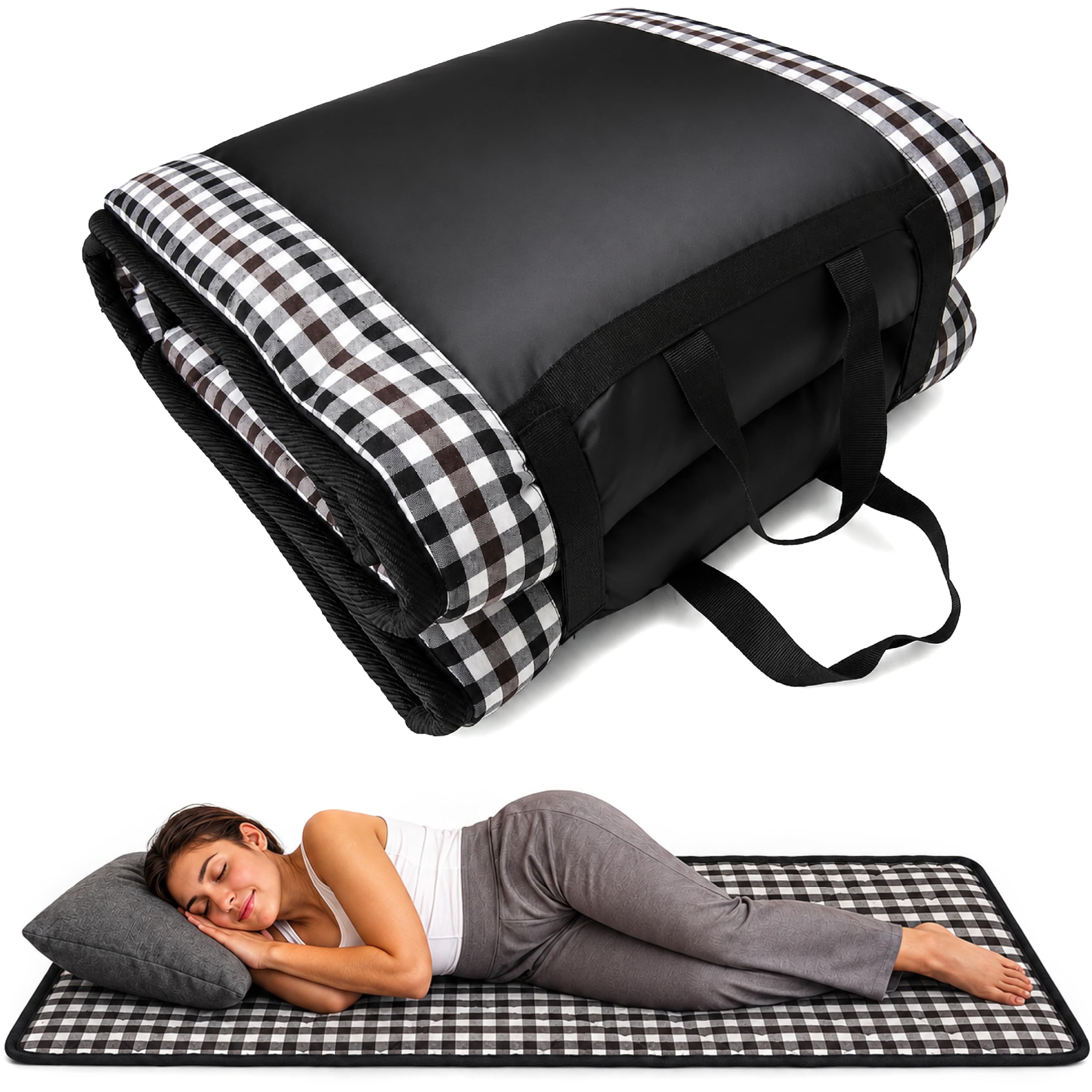 comfyhug premium foldable mattress for floor – lightweight cotton foam mattress for home, guests & camping | portable, slim & easy to store travel bedding (78 x 36 x 1 inch, grey)
