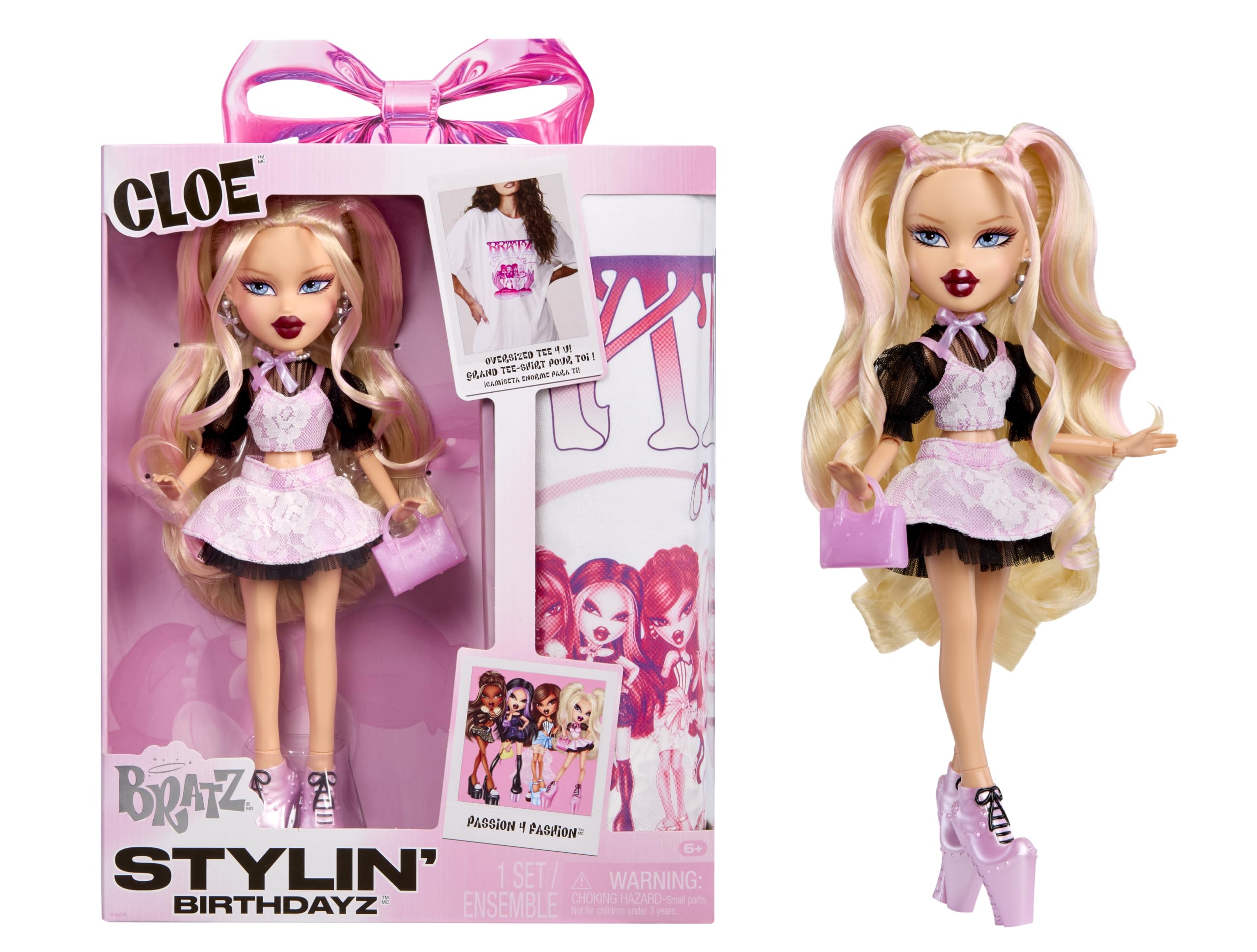 Bratz Stylin’ Birthdayz Fashion Doll - Cloe with Adult Unisex XL T-Shirt
