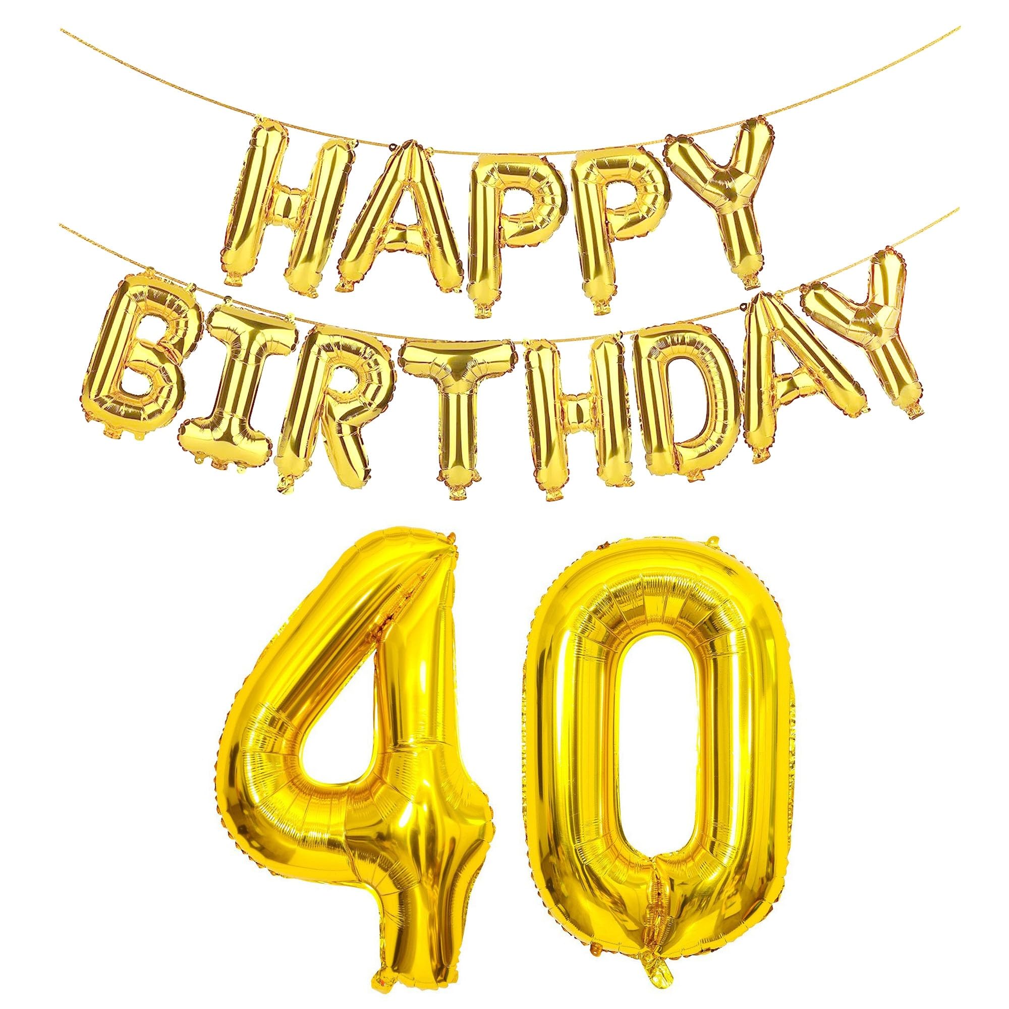 SHUNTAI 40th Birthday Decorations for Men Women 40 Balloon Numbers Gold Jumbo Number 40 Foil Mylar Balloons with Happy Birthday Letter Balloon Banner 40 Years Old Anniversary Party Events Supplies