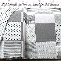 Vista 5 de Cozy Line Home Fashions - Juego de ropa de cama reversible de lunares y rayas en negro, blanco y rosa, con estrellas, de 100% algodón, colcha
