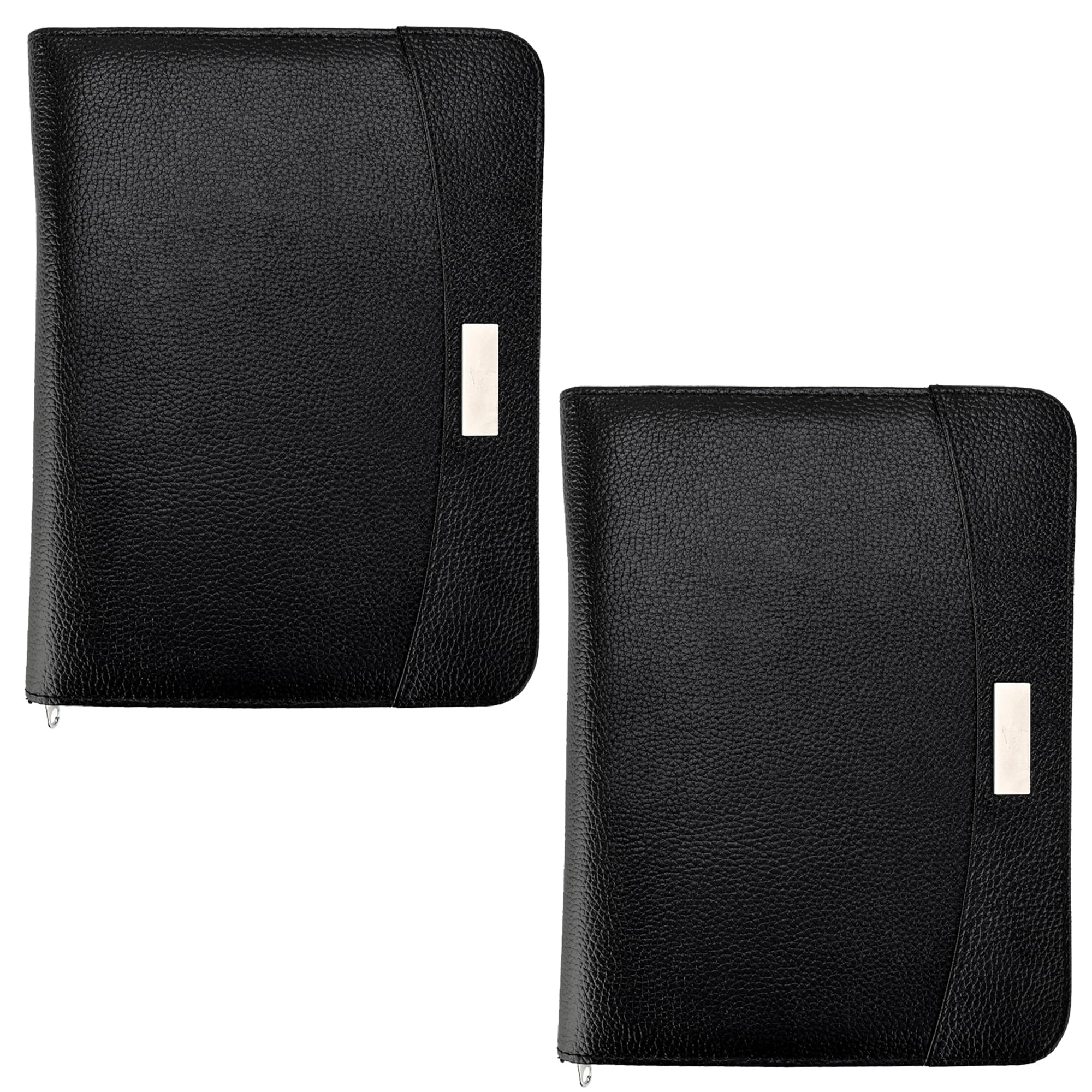 Arpan A5 Size Zipped Conference Folder with A5 Lined Writing Pad, Calculator, Pen Holder, Card Pockets - Ring Binder Portfolio - Pack of 2