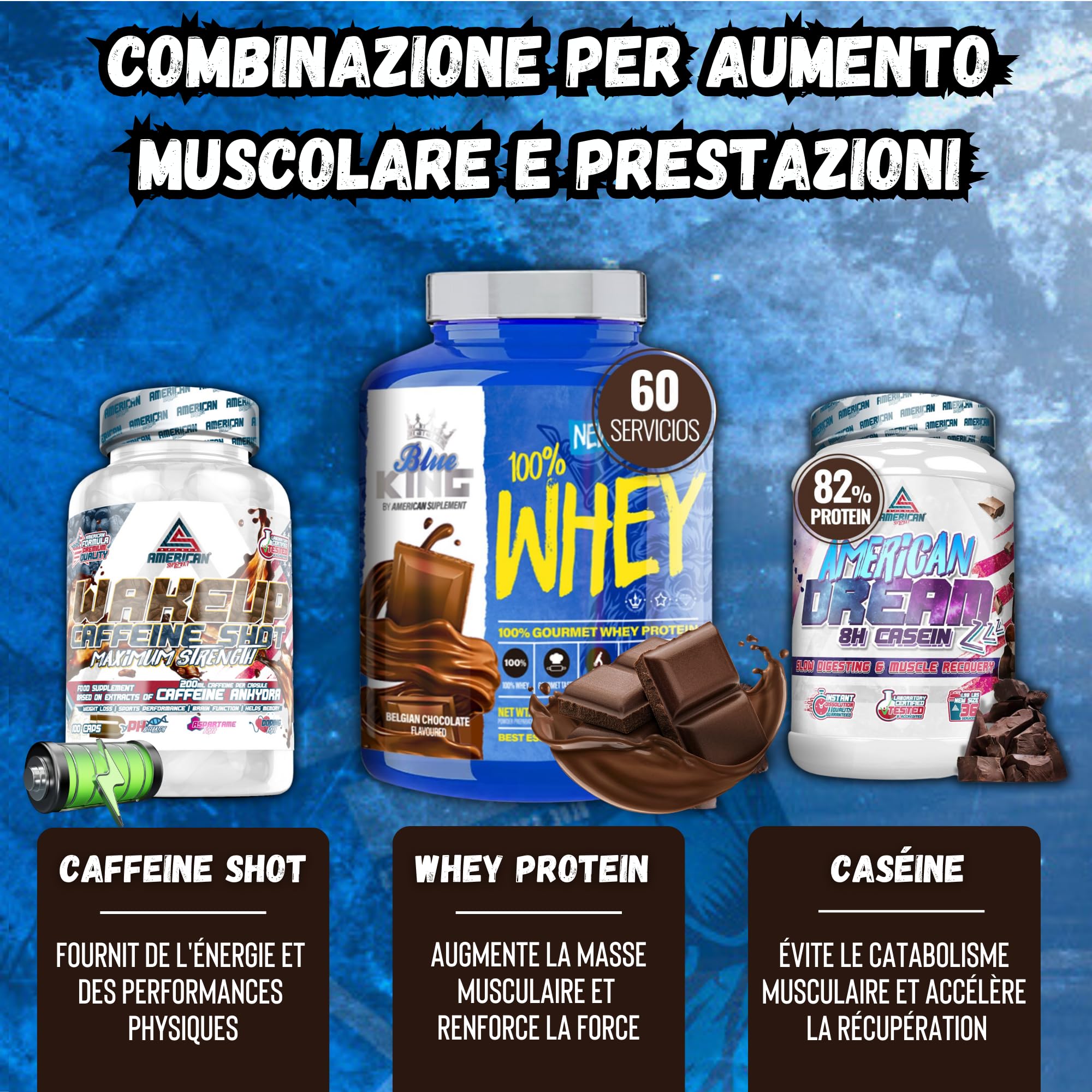 Proteine Whey Blueking | Proteines Musculation | Whey Protein | Augmente la Masse Musculaire et la Force | 1,8 kg | Évite le catabolisme | Contient de la Créatine | Fraise