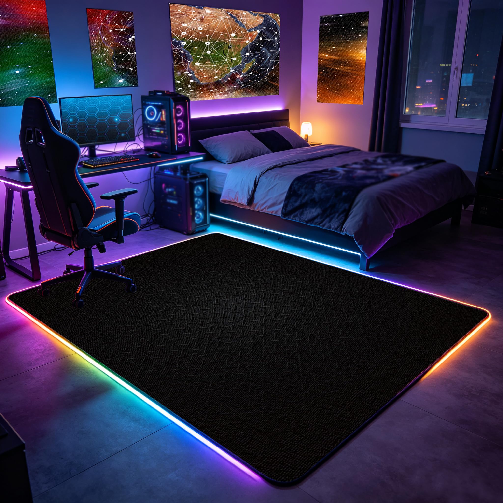 Tappeto Camera da Letto Ragazzo Bambini, Decorative Accessori Stanza Gaming, Antiscivolo, Tappeto Zone Game 3D, Adatto per Scrivania E Sedia da Gaming - 180x200cm/70.87x78.74inch
