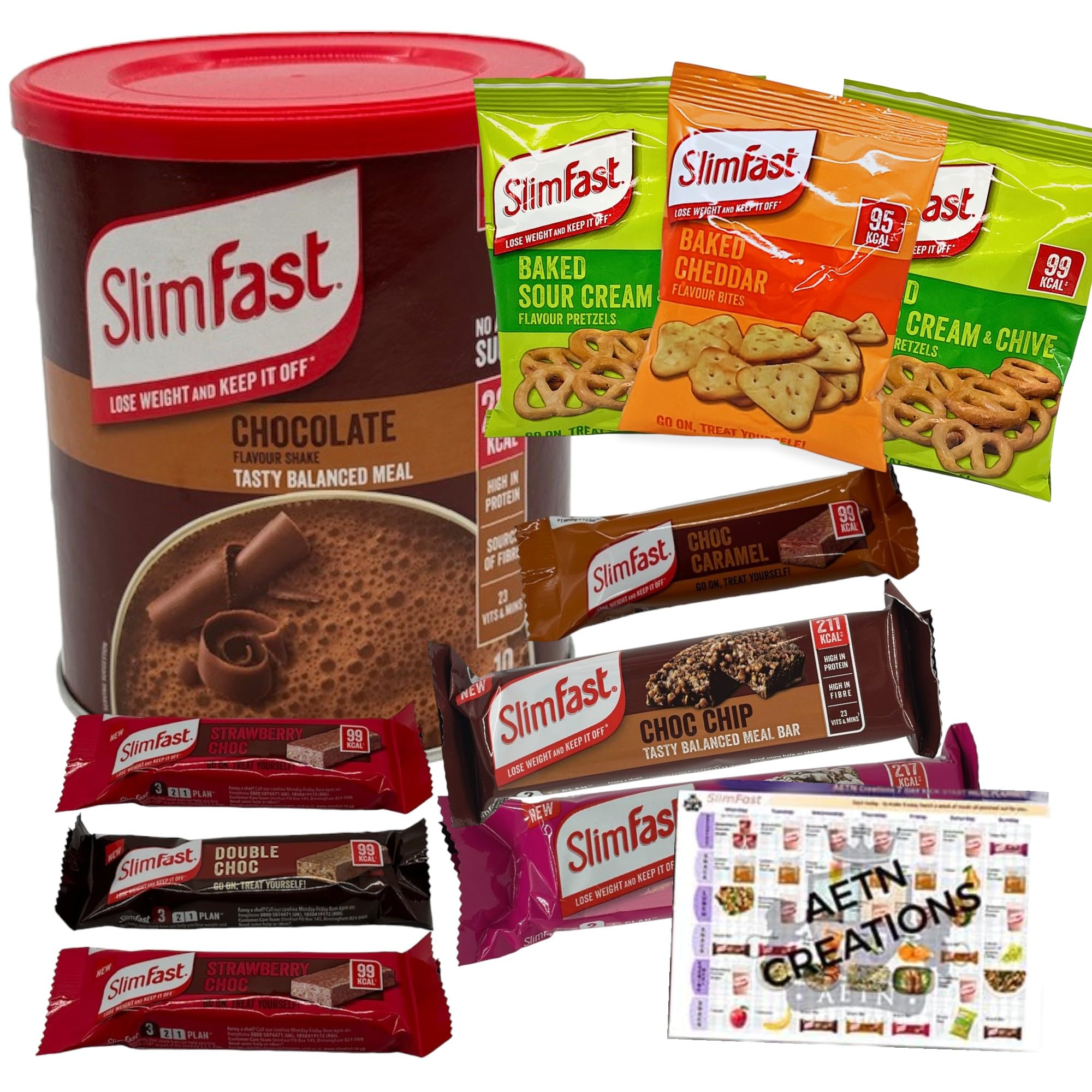 AETN CreationsSlim Fast 7-Day Chocolate Edition Meal Replacement Kit: Includes Diet Shake, Meal & Snack Bars, Crisps, Weight Loss Planner