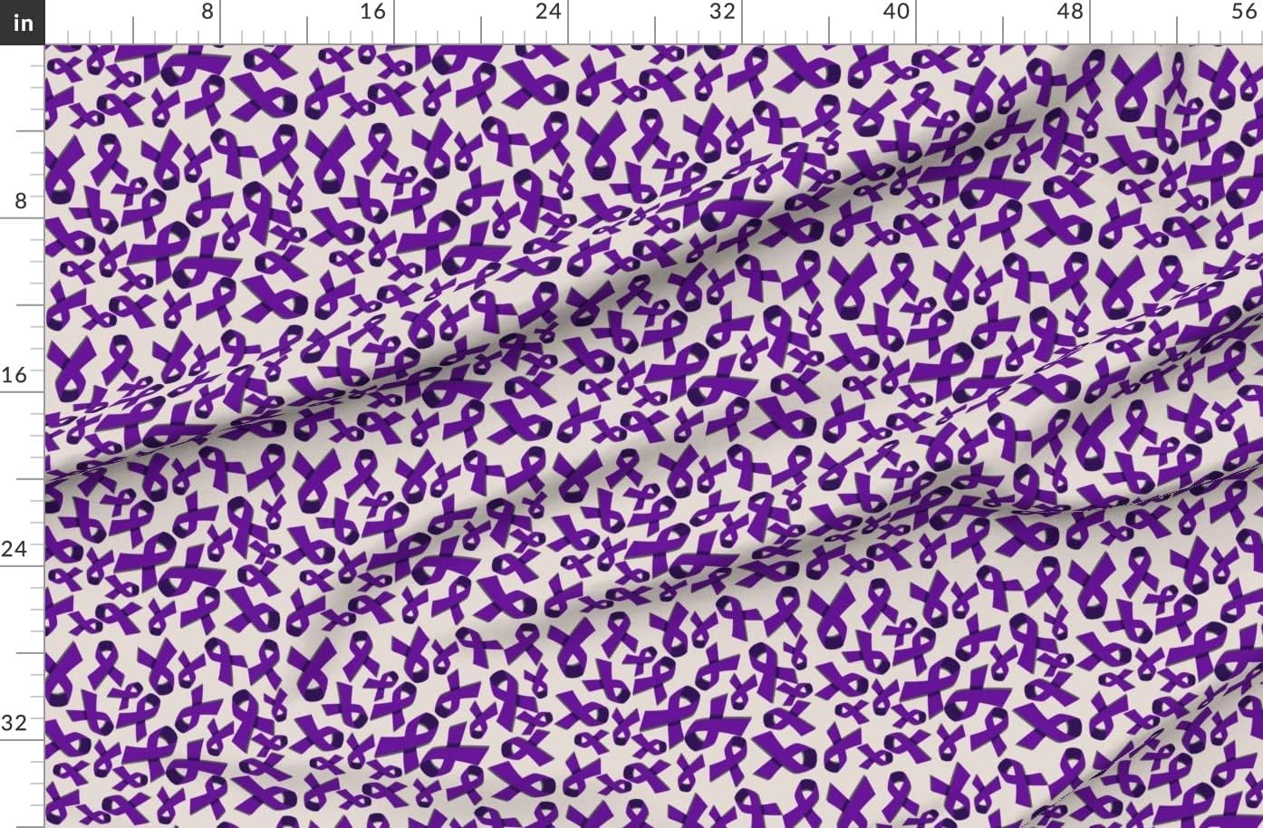 Spoonflower Fabric - Purple Awareness Cancer Animal Printed on Organic Cotton Sateen Fabric by The Yard - Sewing Quilting Apparel Home Decor