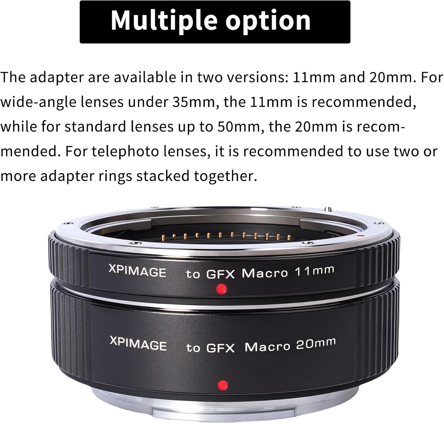 Macro Autofocus Adapter Compatible with Fujifilm GF Lenses and GFX Cameras (20mm)