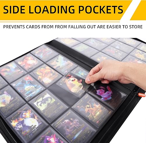 Miniatura 4 de DTCGBIN Carpeta de alta calidad para tarjetas coleccionables de Pokémon, con capacidad para más de 1000 tarjetas, carpeta de carga lateral sin