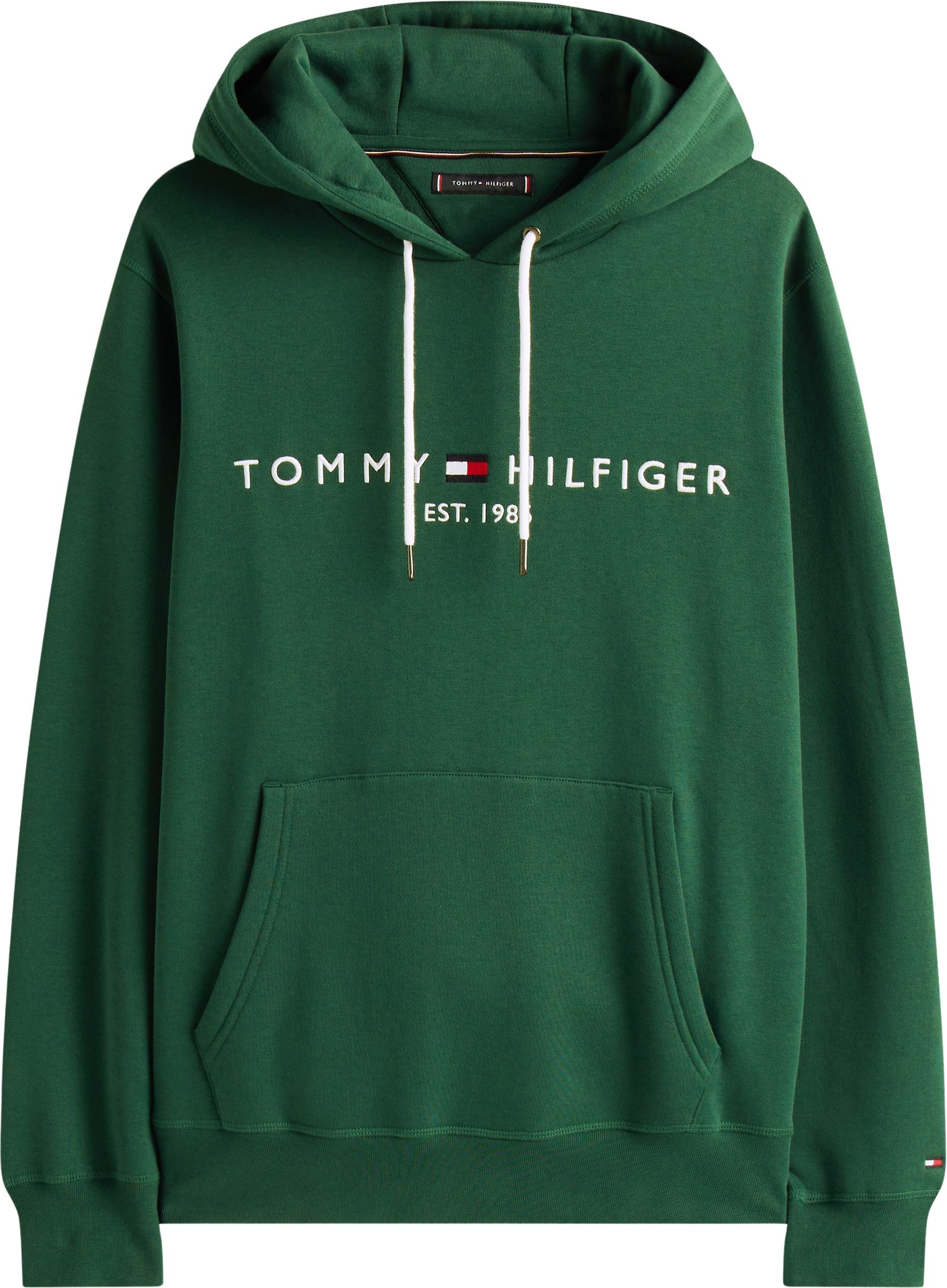 Tommy Hilfiger Męska bluza z kapturem TOMMY LOGO MW0MW11599, zielona, XL, Zielony (ozdobny zielony), XL