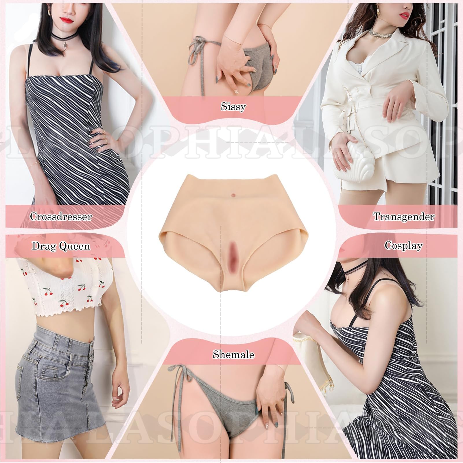 Culotte Triangulaire Taille Haute en Silicone Rehausseur De Fesses Épaississement 1,2 cm Slip pour Hommes sous-Vêtements Modelants pour Le Corps pour Cosplay Féminin