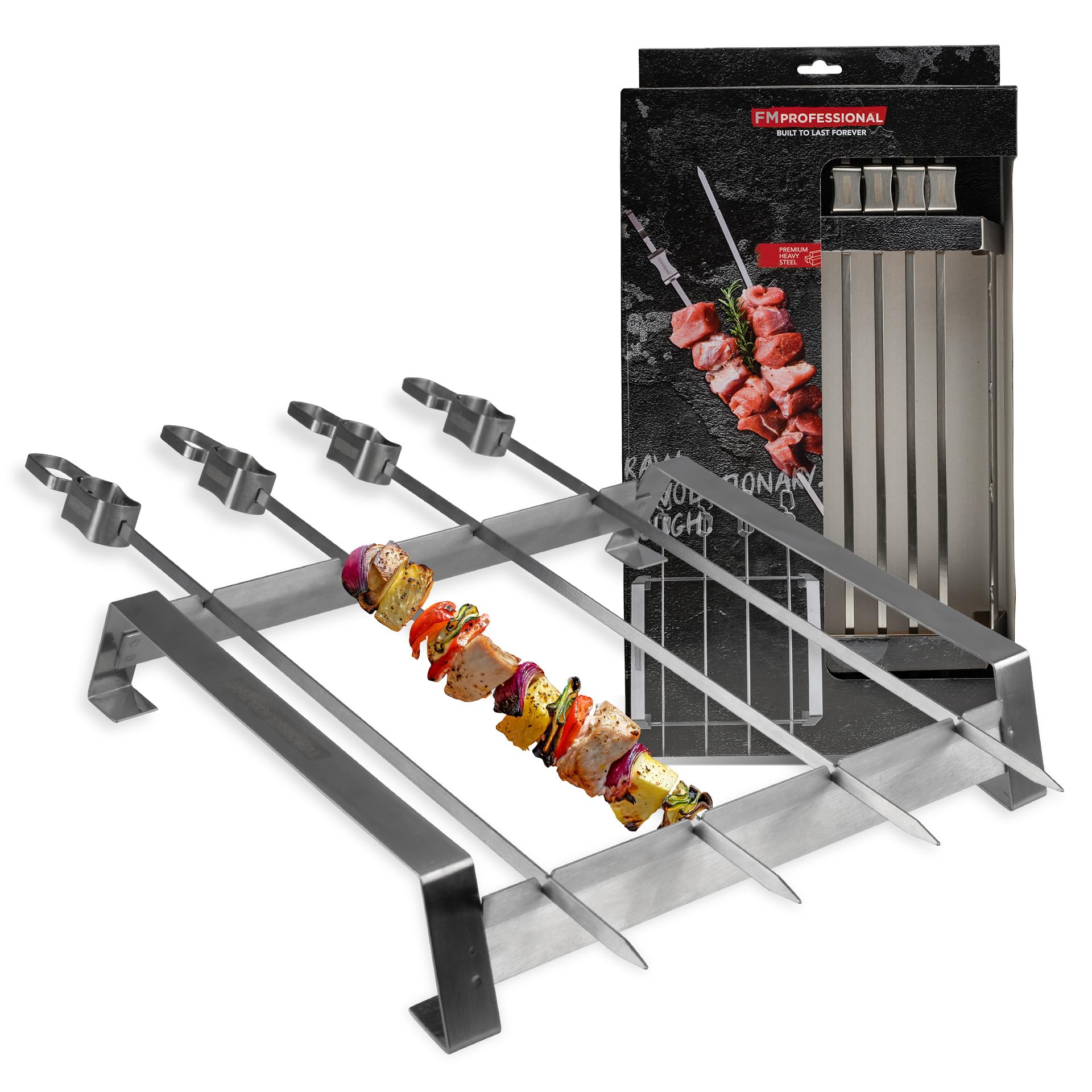 12 Grillspieße Aus Edelstahl, 69.9 Cm - Mit Holzgriff, Flache Klinge, Wiederverwendbar, Ideal Für Schaschlik & Gemüse