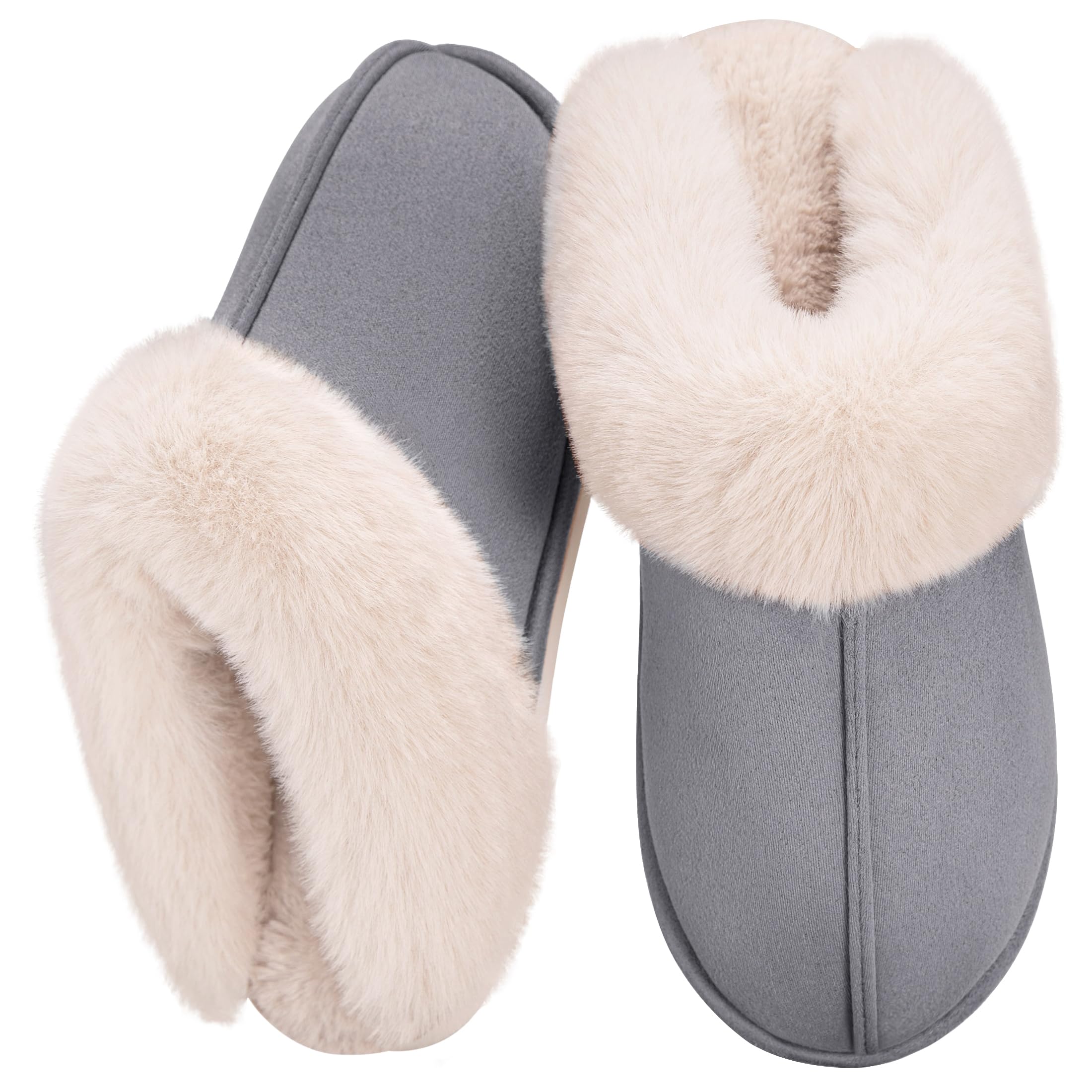 Metog Womens House Slippers Fluffy Soft Warm Slip On Bedroom Shoes Anti-Skid Cozy Plush for Indoor Outdoor