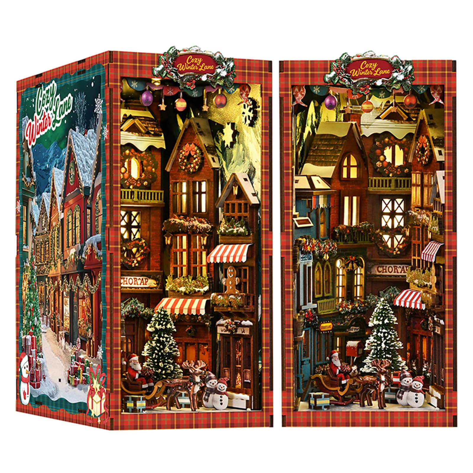 FEIMUOSI Book Nook DIY Booknook Kit 3D Holzpuzzle Weihnachtsshop Miniatur