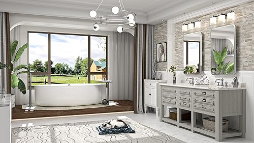 Miniatura 2 de TokeShimi Espejo giratorio de baño de 20 x 30 pulgadas, horizontalvertical para pared de tocador, marco de metal de níquel cepillado inclinado hacia