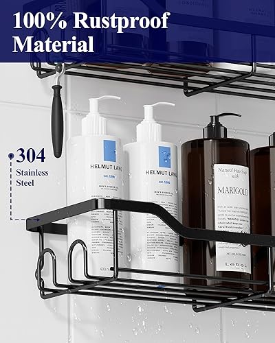 Miniatura 6 de Kitsure Organizador de ducha grande, organizador de ducha adhesivo, estante de acero inoxidable para ducha interior, organizador de baño sin