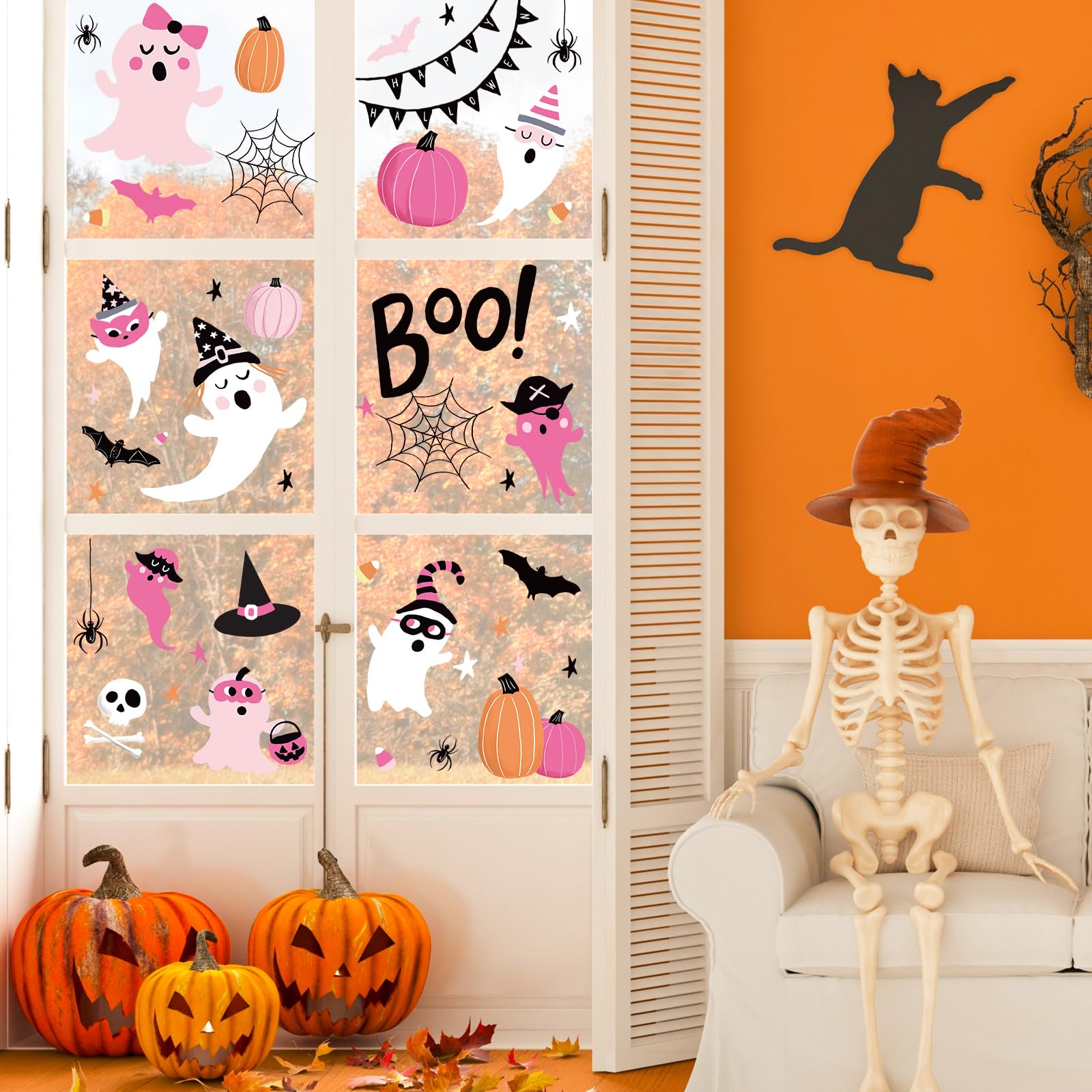 84 Piezas De Decoraciones De Halloween De Murciélagos Y Arañas 3D, Decoración De Halloween, Calcomanías De