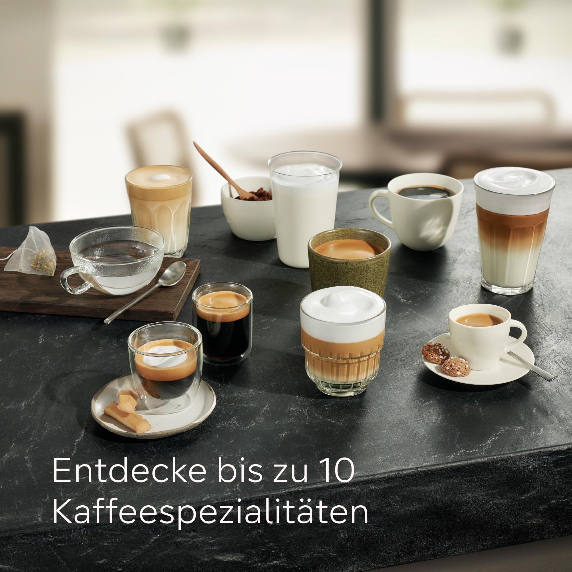Siemens Kaffeevollautomat EQ500 integral, farbiges TFT-Display, 9 Kaffee- und Milchgetränke, Doppeltassenfunktion, beleuchteter Kaffeeauslauf, entnehmbare Brüheinheit, Schwarz, TQ515D09