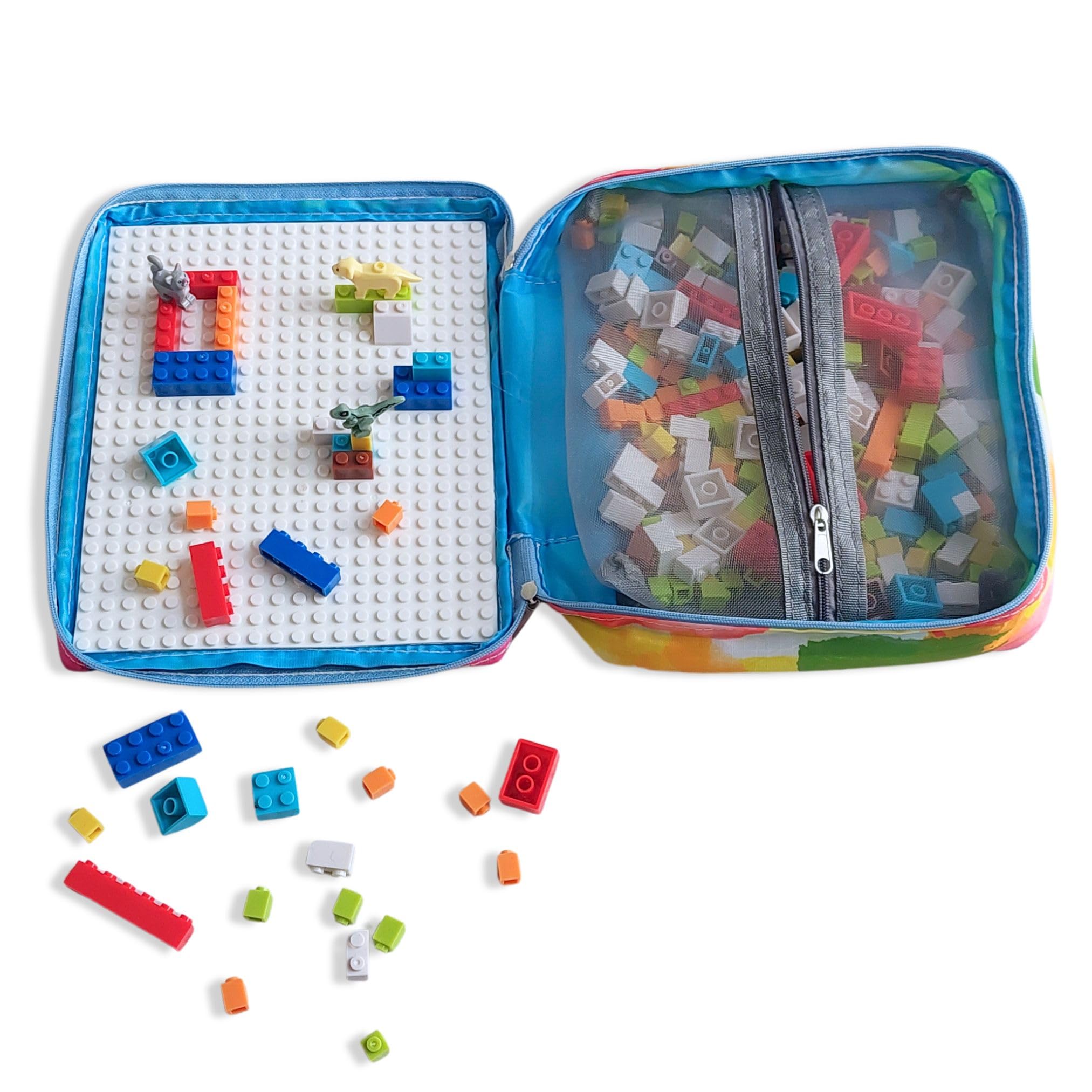 Travel Bricks Case zestaw startowy dla dzieci, ze zintegrowaną płytą podstawową, 250 klocków, zabawka podróżna