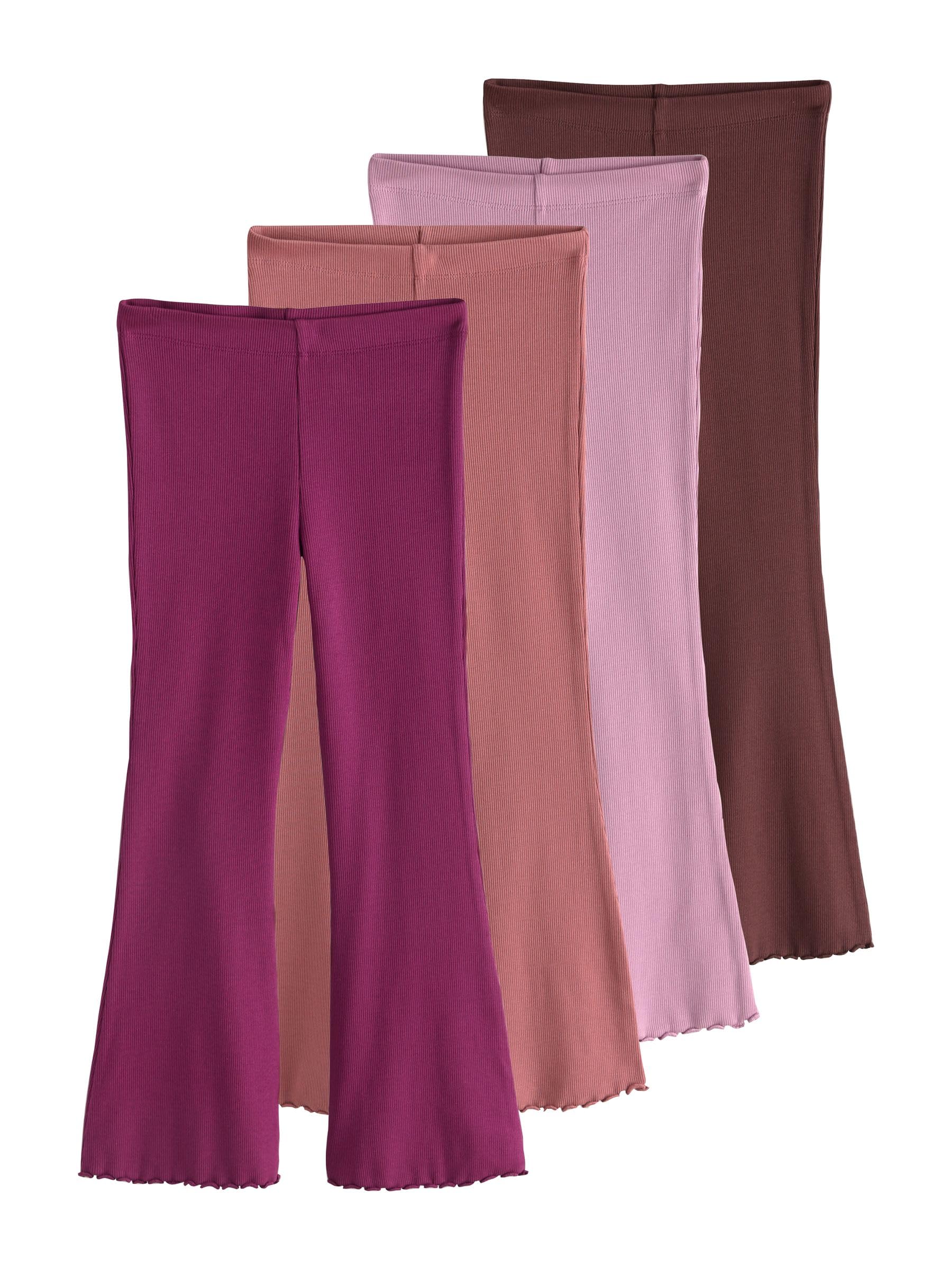 NEXT Mädchen Gerippte Leggings mit ausgestelltem Bein, 4er-Pack