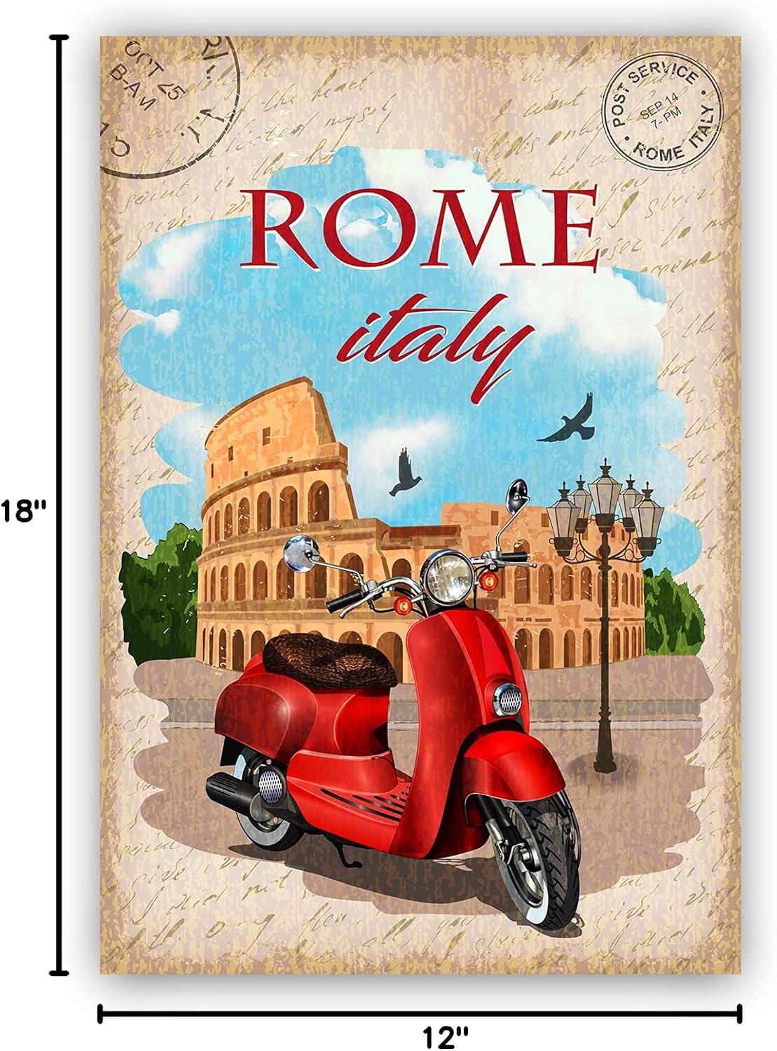 Italy Rome Travel Poster, Rome Italy Cityscape and Landmark Poster Wall Art, Home Wall Art, Office Wall Decor, Posters, Italy Poster - 12x18