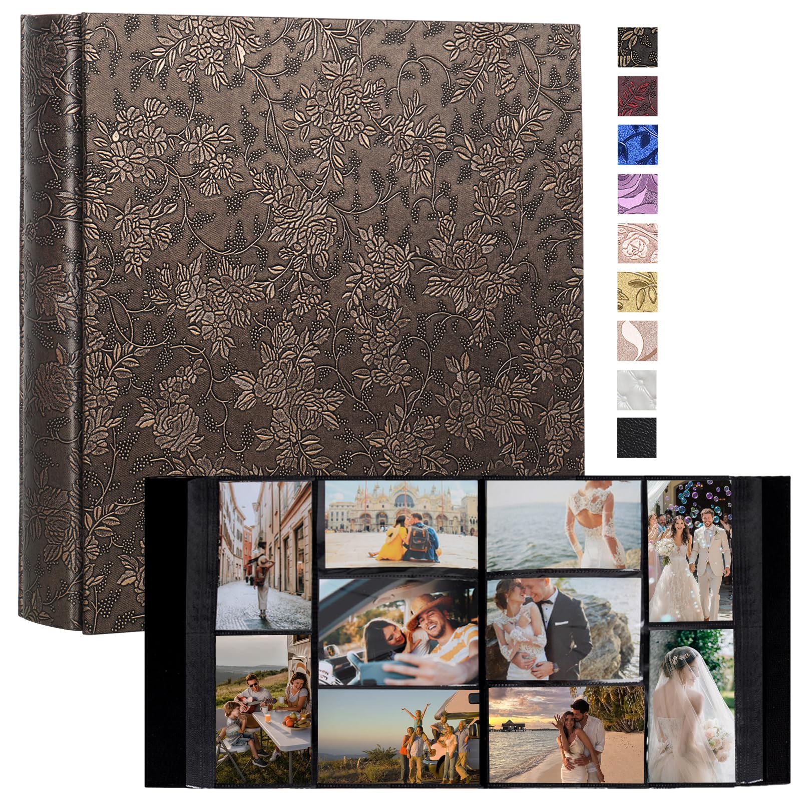 RECUTMS 4x6 Photo Albums 1000 Pockets Leather Large Family Album Bronze