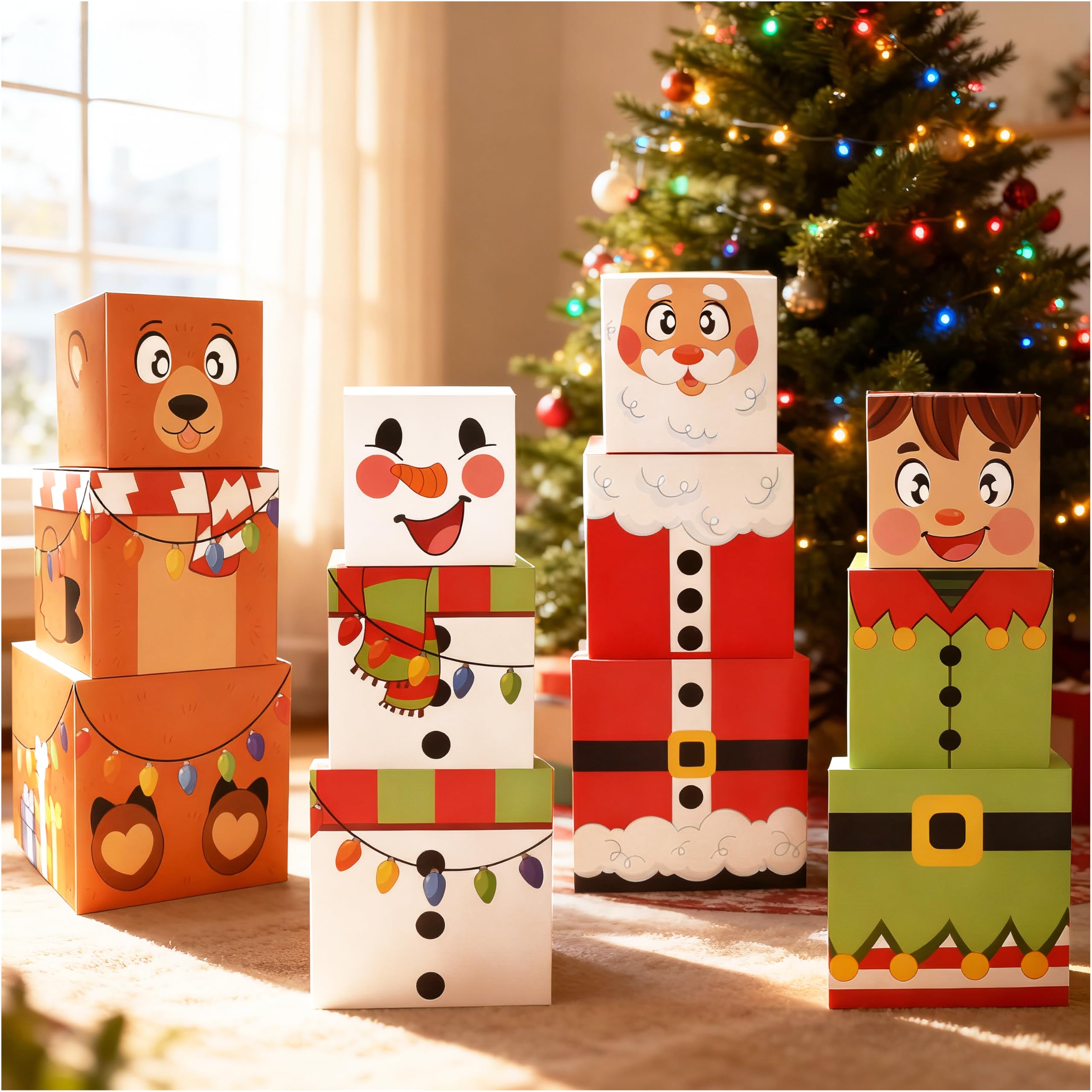 Amazon.com: JOYIN 12 PCS Christmas Stackable Gift Boxes with Lids