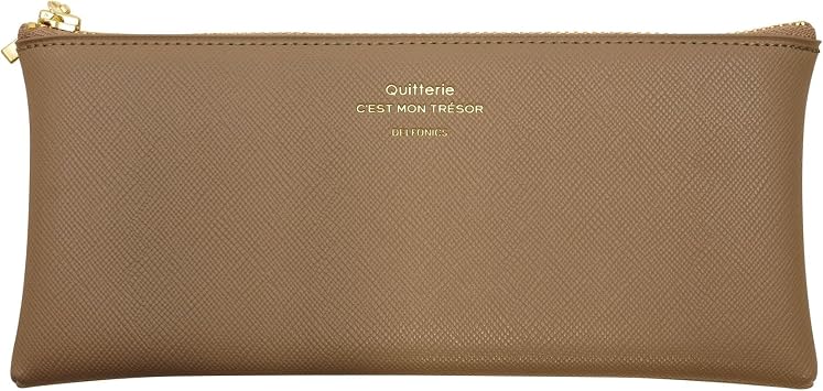 [DELFONICS] 500343 Quitterie Flat Pencil Case Greige Pencil Holder Pen Case Pouch