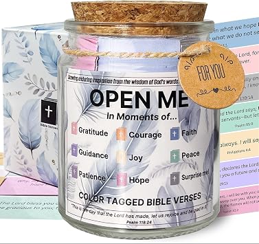 Bible Verse Jar, Christian Gifts for Women, Best Friend Birthday Present for Women, Her, Sisters, Besties, Mom Gifts Graduation Gift, Prayer Hope Jar Gift Package 1