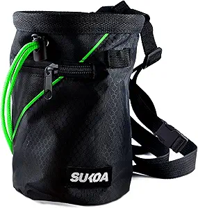 Chalk Bag for Rock Climbing - Rock Climbing Gifts Gear Accessories - Quick-Clip Belt, Large Zippered Pockets & Brush Holder - Weight Lifting, Gym, Bouldering, Disc Golf, Wall, Rock Climbing Chalk Bag