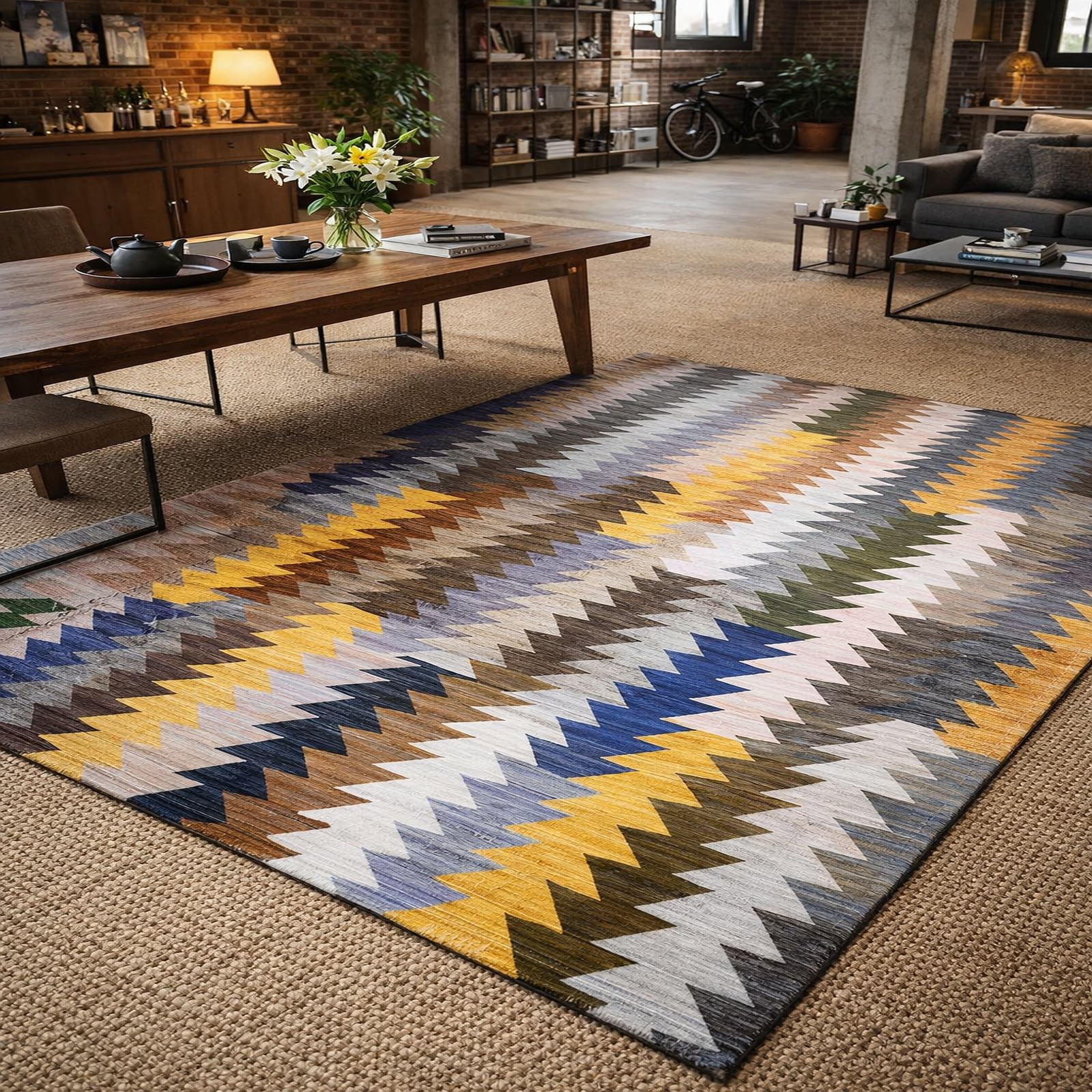 Alfombra de pelo corto lavable 180 x 280 cm Rururug para sala de estar