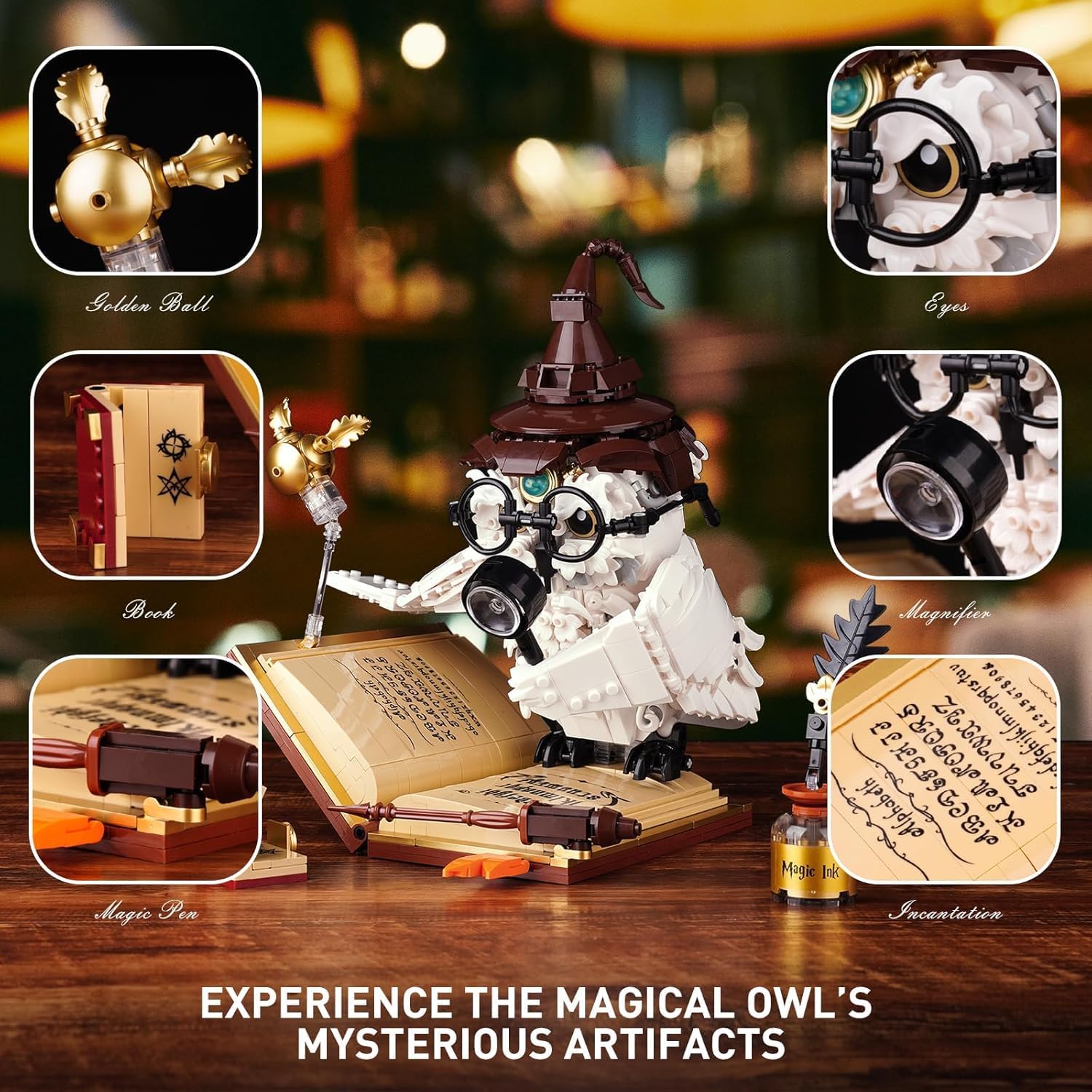 Ideas Magic World Owl Building Set, Compatible with Lego Animal MOC Potter Toy with 1162 PCS, Collectible Harry Bird Model with Light Effect, for Adults Fans for Boys and Girls Aged 8+ - Image 4