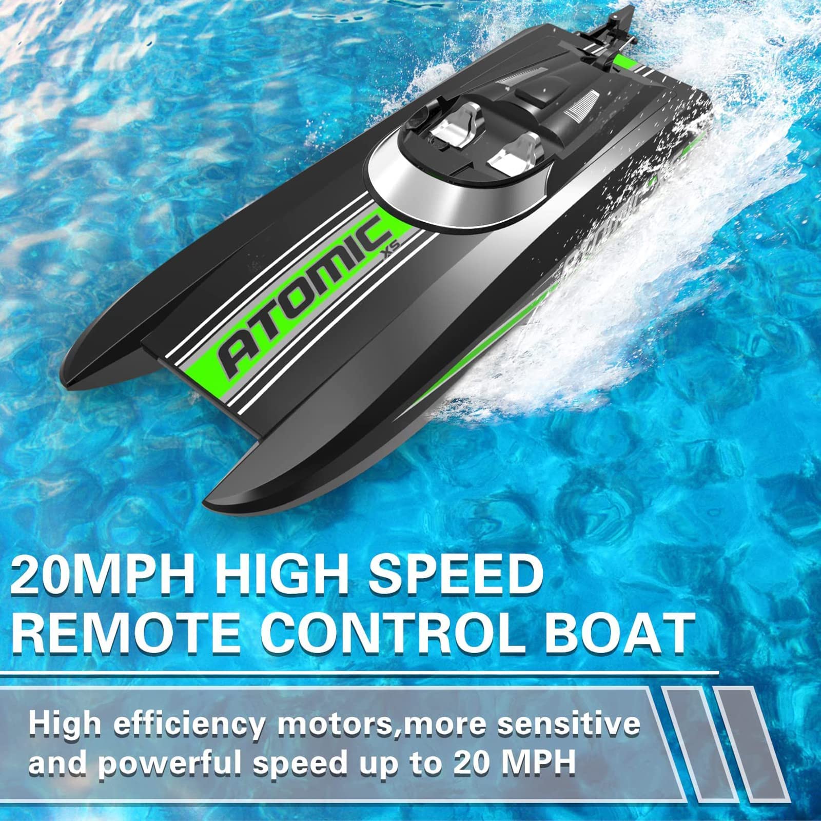 QAQQVQ Bateau RC Haute Vitesse – 30 Km/h – Étanche – 2 Batteries – Portée 150 M – Lac Ou Mer
