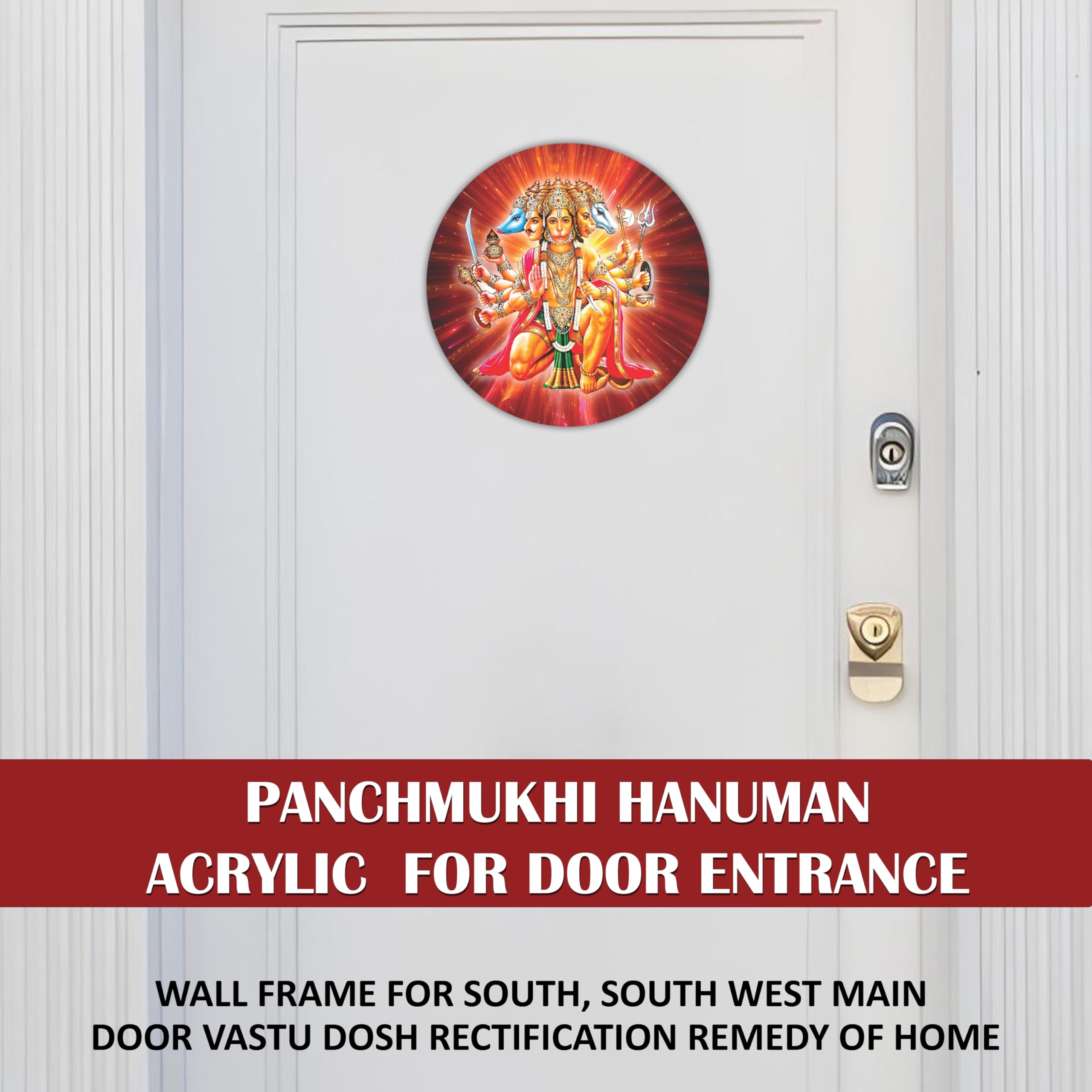 Wonder Hub Panchmukhi Hanuman Door Sticker, Self Adhesive, 14 cm, Vastu Design for Home and Office Entrance-MDF 1