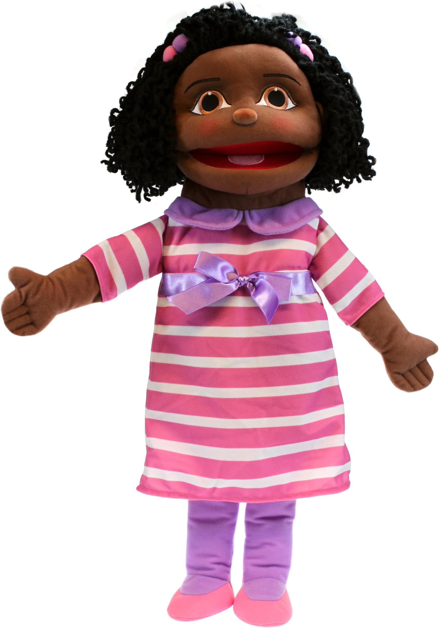 Medium Sized Puppet Buddies Girl Hand Puppet - Dark Skin Tone