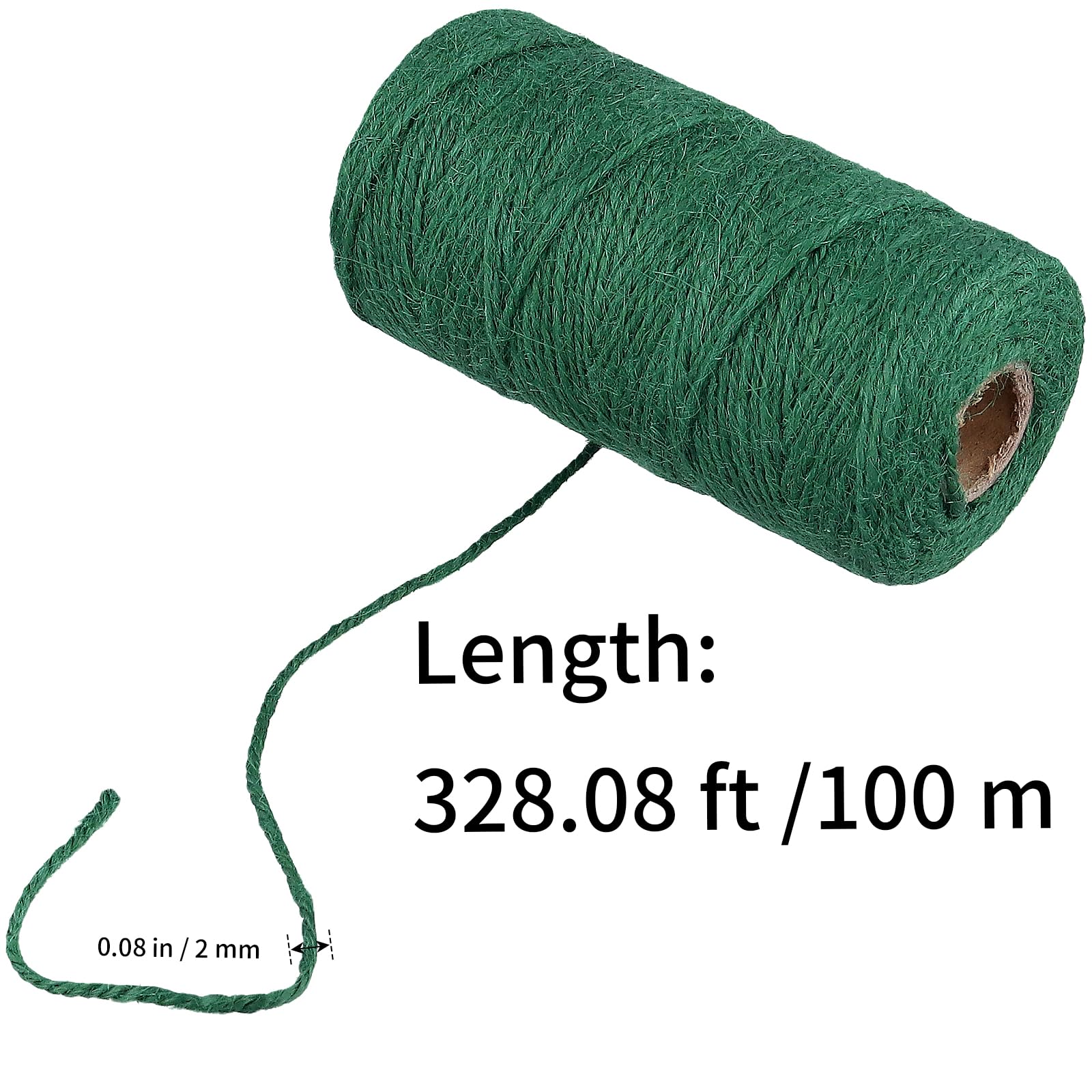 HONYUET 8 Rolls 328 Feet Green Jute Garden Twine, 100 m x 2 mm Garden String - Image 2