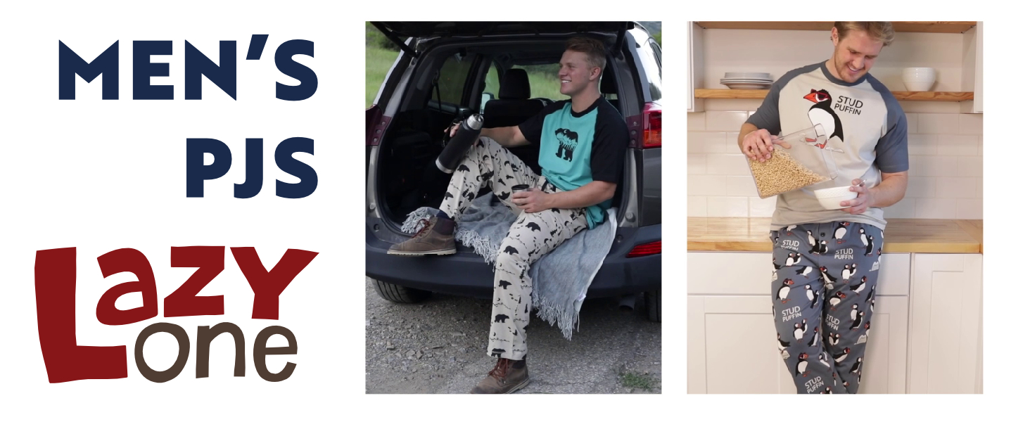 Lazy One Pajama Sets For Men, Short Sleeve Cotton Pajama Shirt and