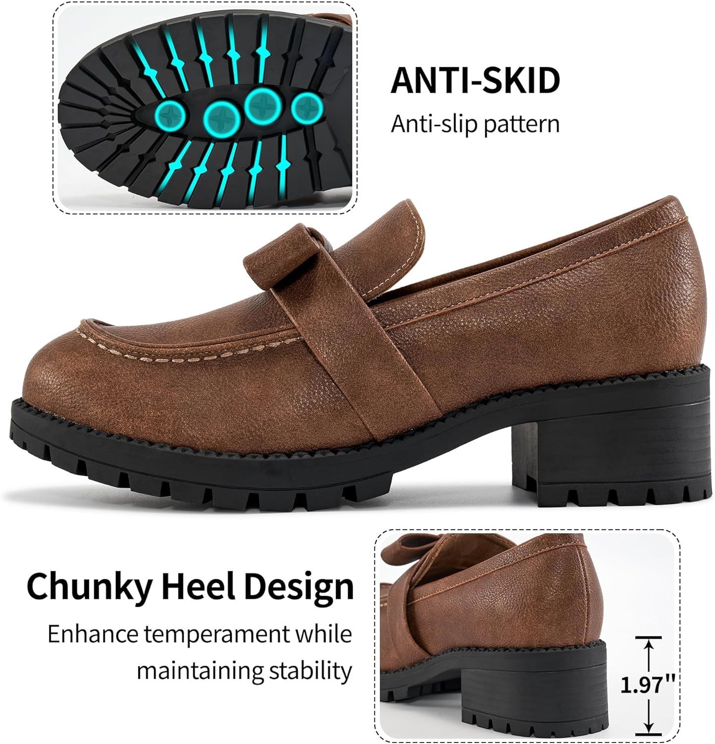 HARENCE Platform Loafers for Women Dressy: Casual Comfortable Slip On Chunky Loafer Walking Penny Work Business Office Shoes - Image 5