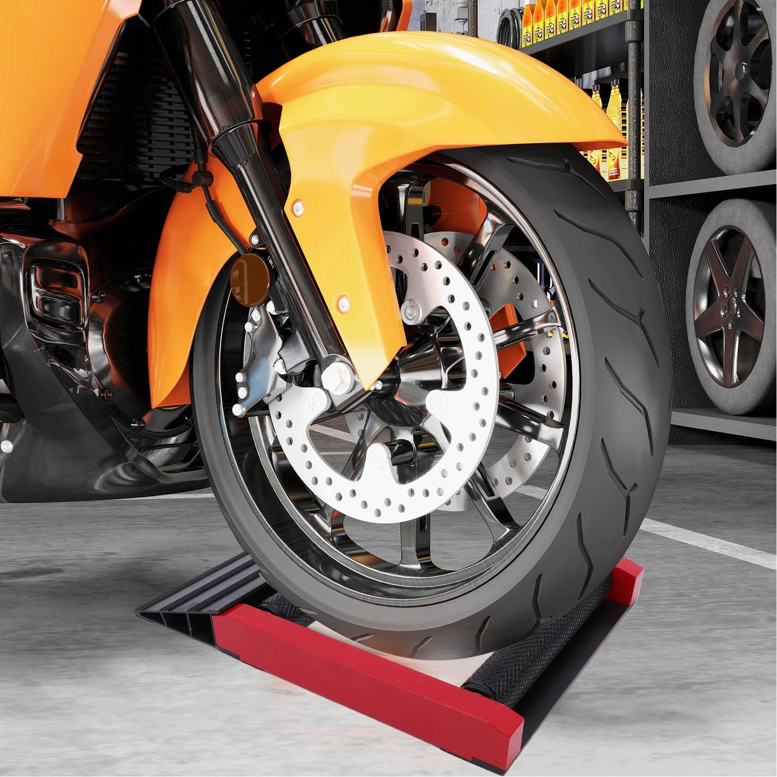 Fockety Reinigungsständer für Motorradräder, Aluminiumlegierung mit Einem Gewicht von Bis zu 600 Pfund, Rollenständer mit Rutschfester Basis, Tragbarer Motorradständer für die