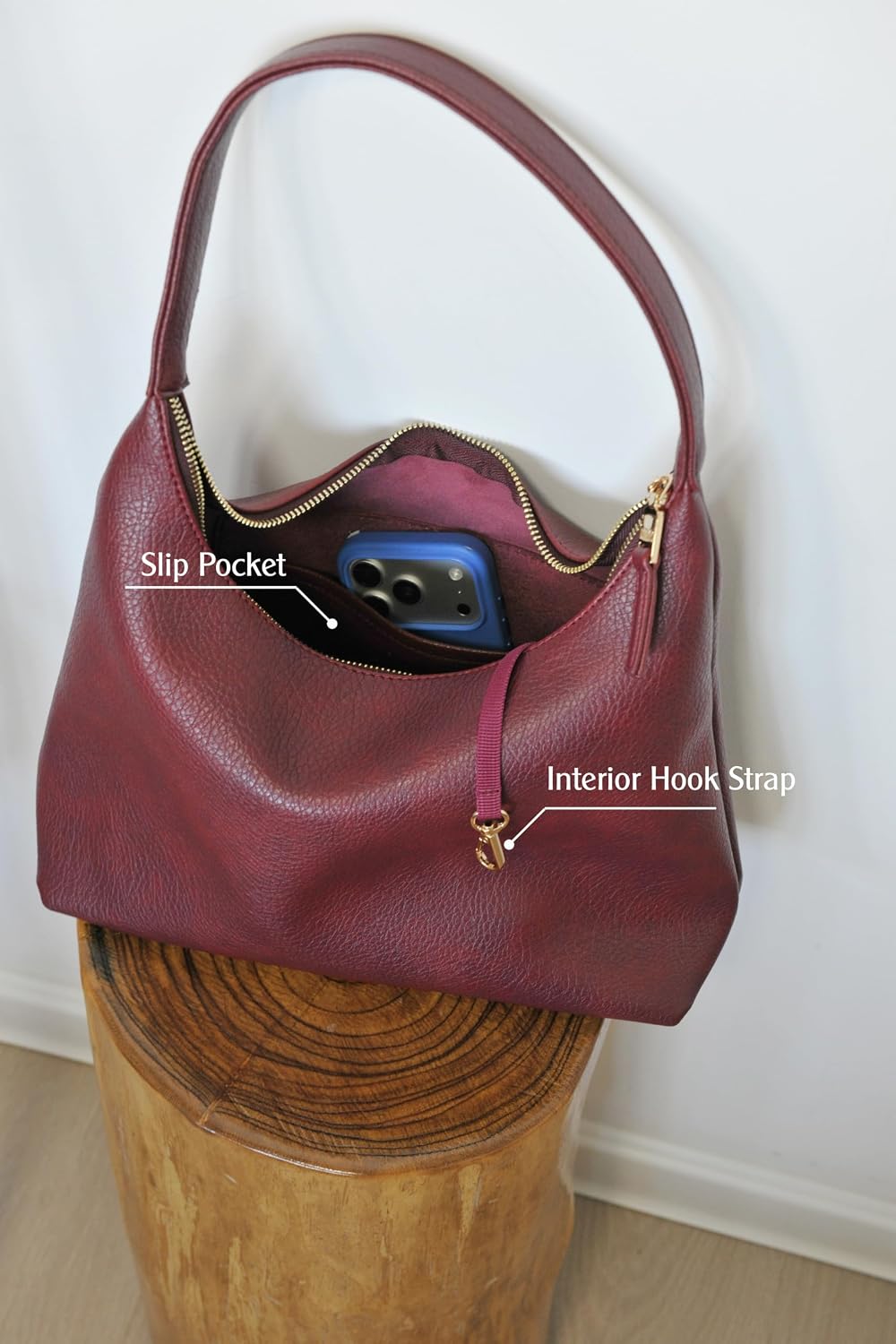 Women's Soft Vegan Leather Hobo Bag, Medium Slouchy Style