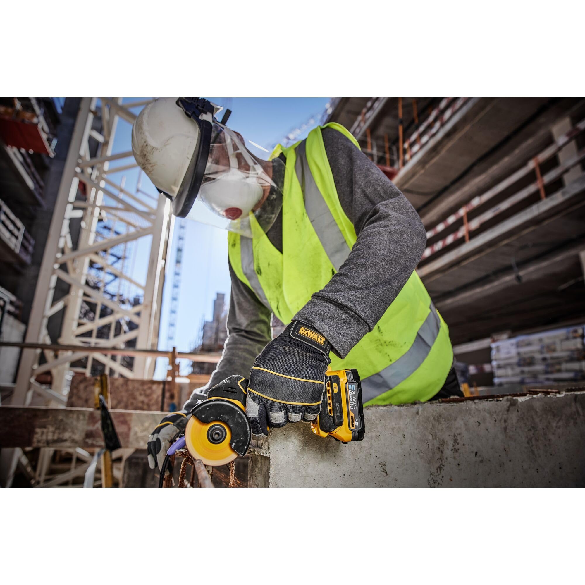 DEWALT DCS438N-XJ Lijadora angular (batería) sin batería sin cargador con accesorios Motor sin escobillas