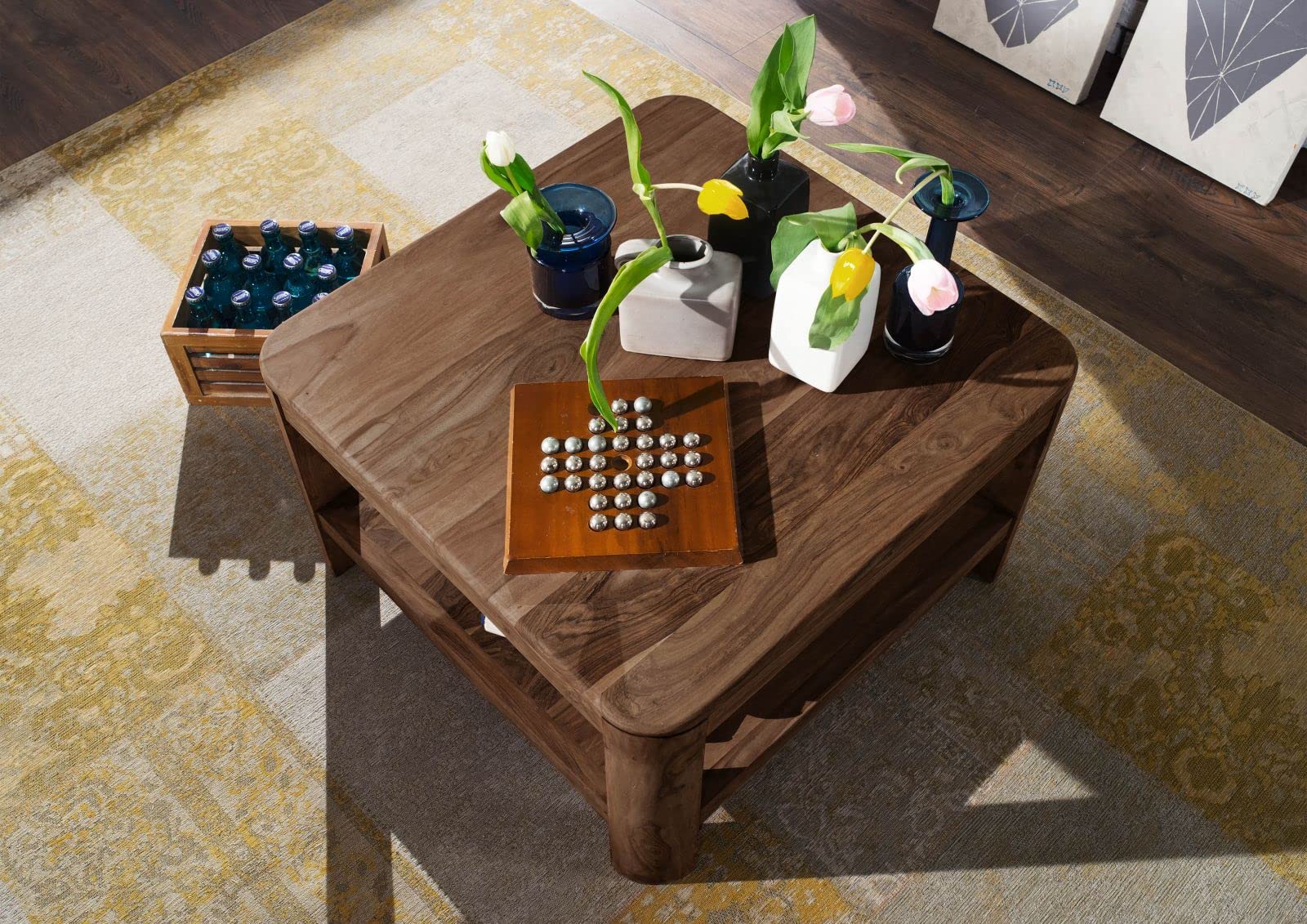 MASSIVMOEBEL24.DE | Toronto Couchtisch Sheesham/Palisander - Verschiedene Größen und Farben, Farbe:Dunkelbraun gebeizt, Größe:70x70 cm