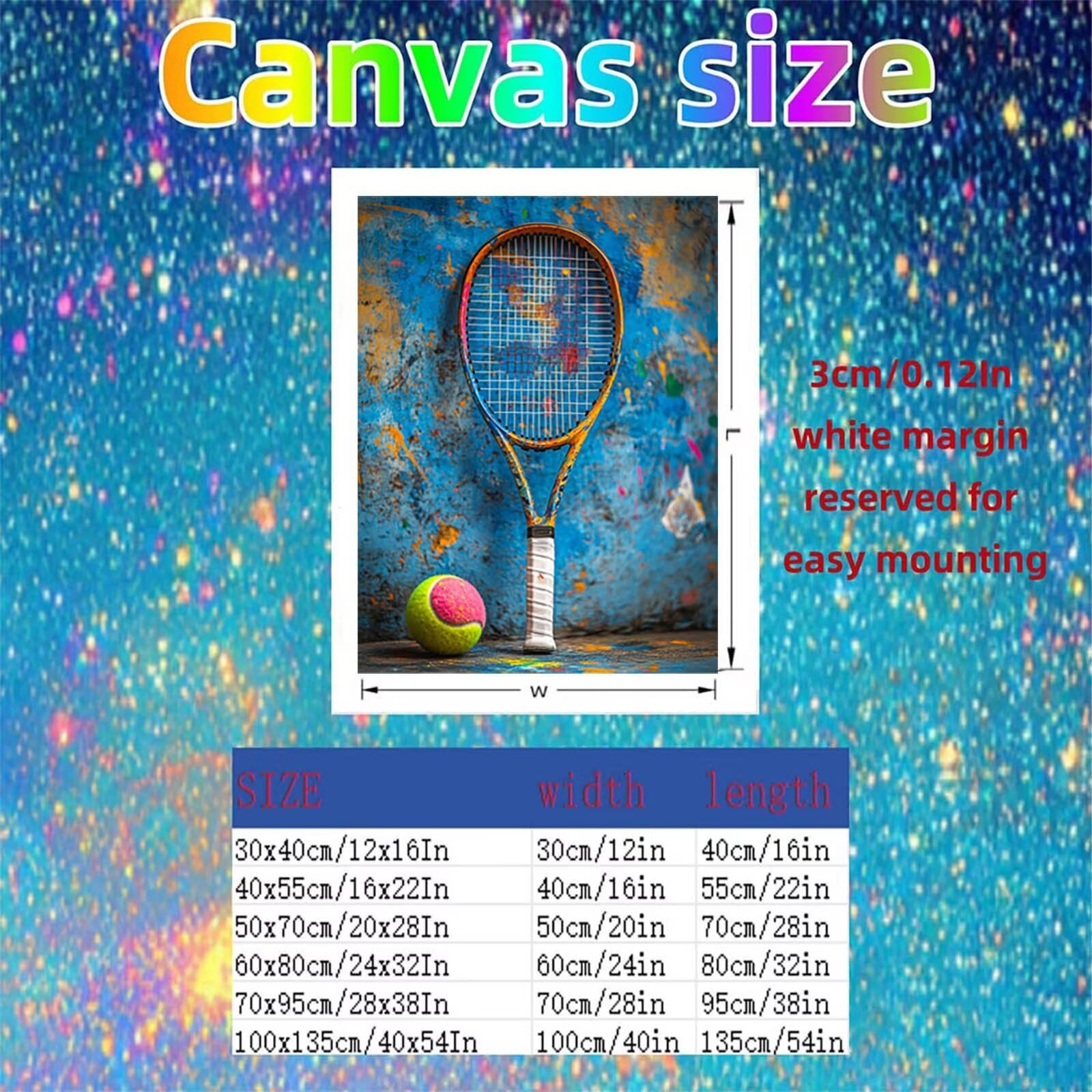 GYYH5887 farba tenisowa po numerach, dla dorosłych, sportowe płótno do malowania po numerach, dla dorosłych, 137 x 40 cm, artykuły plastyczne na ścianę z zestawem farb akrylowych i pędzlem do
