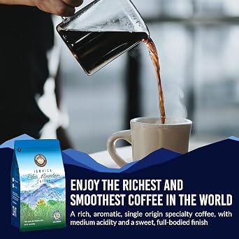 Jamaica Blue Mountain SPECIAL Peaberry Coffee | Wallenford | 1 LB Whole Bean| Medium Roasted - 100% Certified Authentic Jamaican Blue Mountain Coffee Beans Grade- Peaberry | Aroma Ridge.