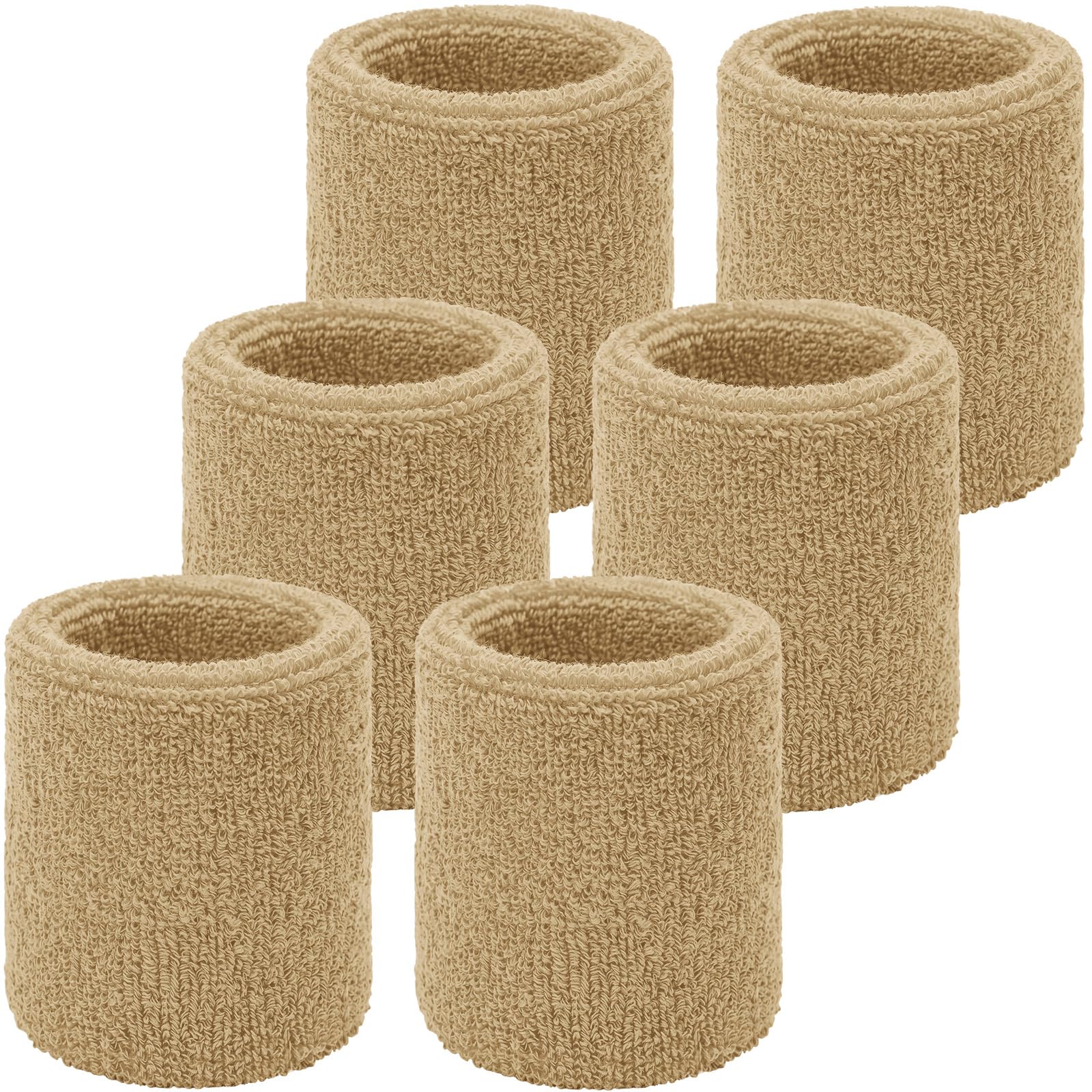 Willbond Wrist Sweatbands, Sports Sweatbands for Competition, Sweat Absorbent, for Basketball, Tennis, Football, Running and Work (Pack of 6)