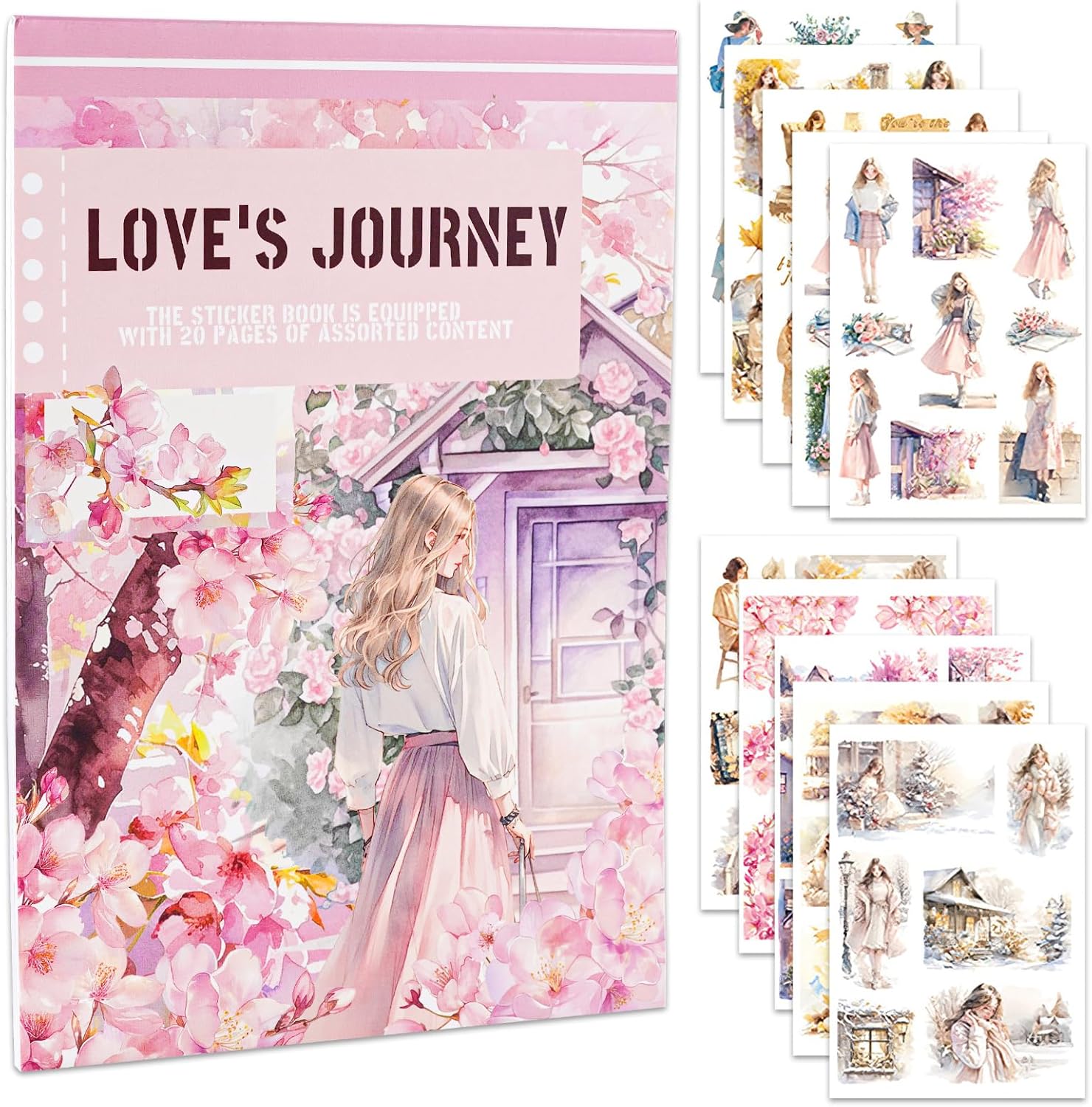 NAESM 20 Sheets Vintage Journaling Scrapbook Sticker, Dual Material